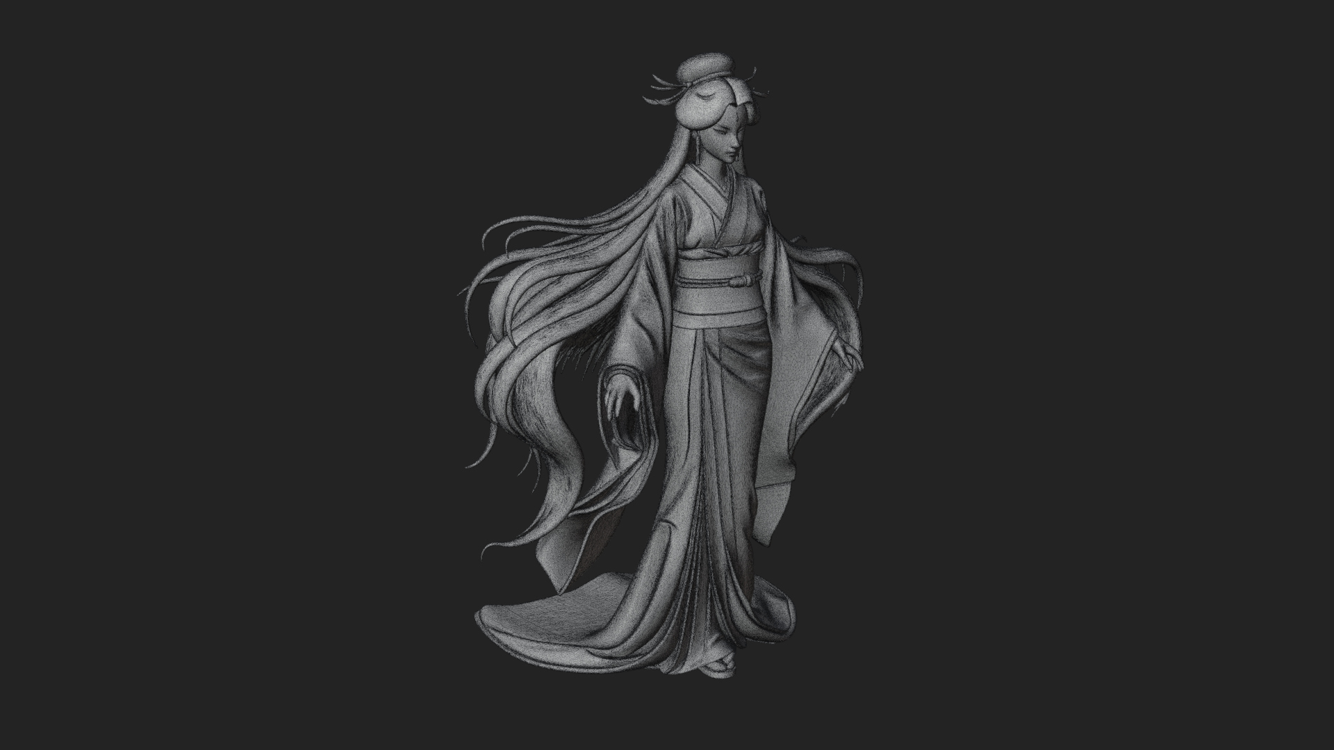 Crescent Crown Priestess Statue Design 4 3D Print Model 3D Model