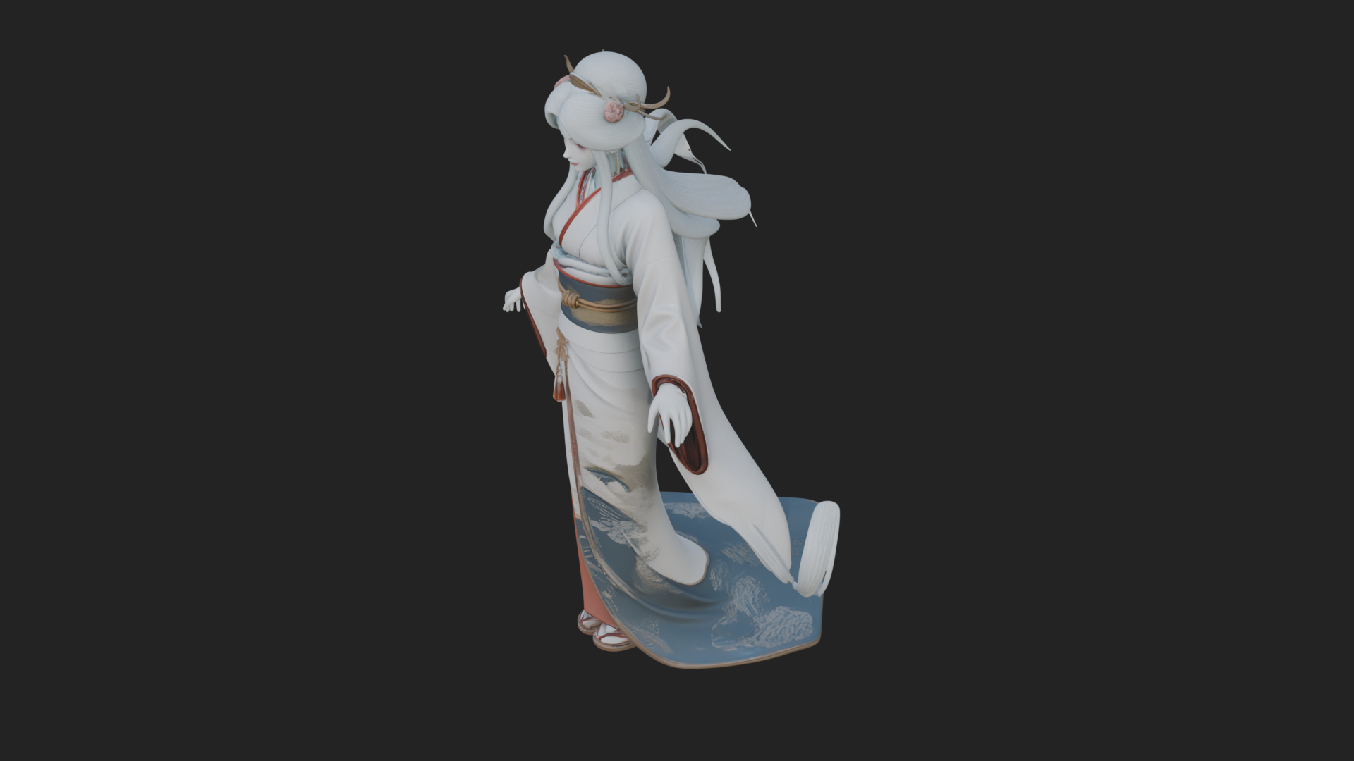 Crescent Crown Priestess Statue Design 5 3D Print Model 3D Model
