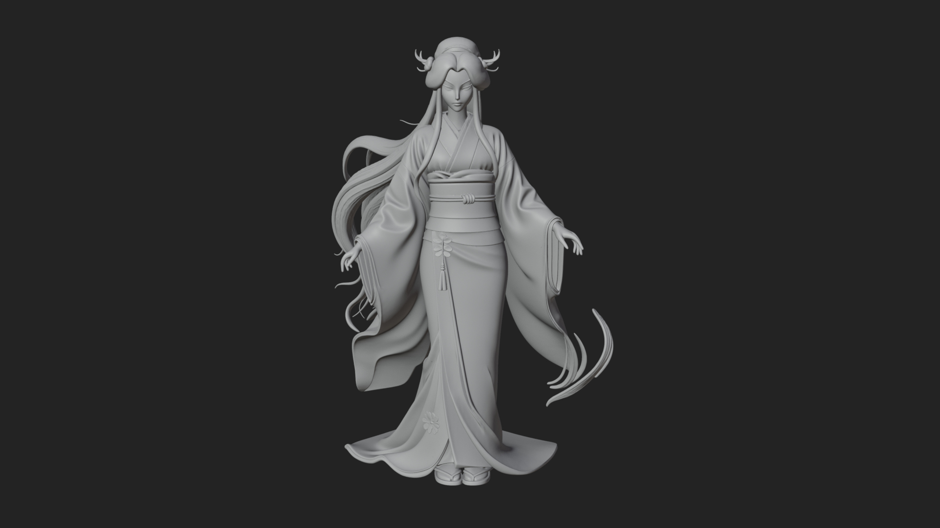 Crescent Crown Priestess Statue Design 5 3D Print Model 3D Model