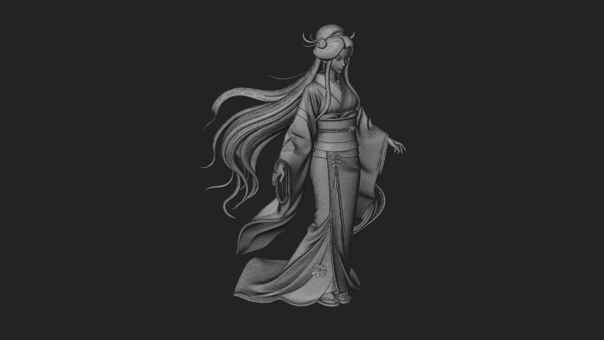 Crescent Crown Priestess Statue Design 5 3D Print Model 3D Model