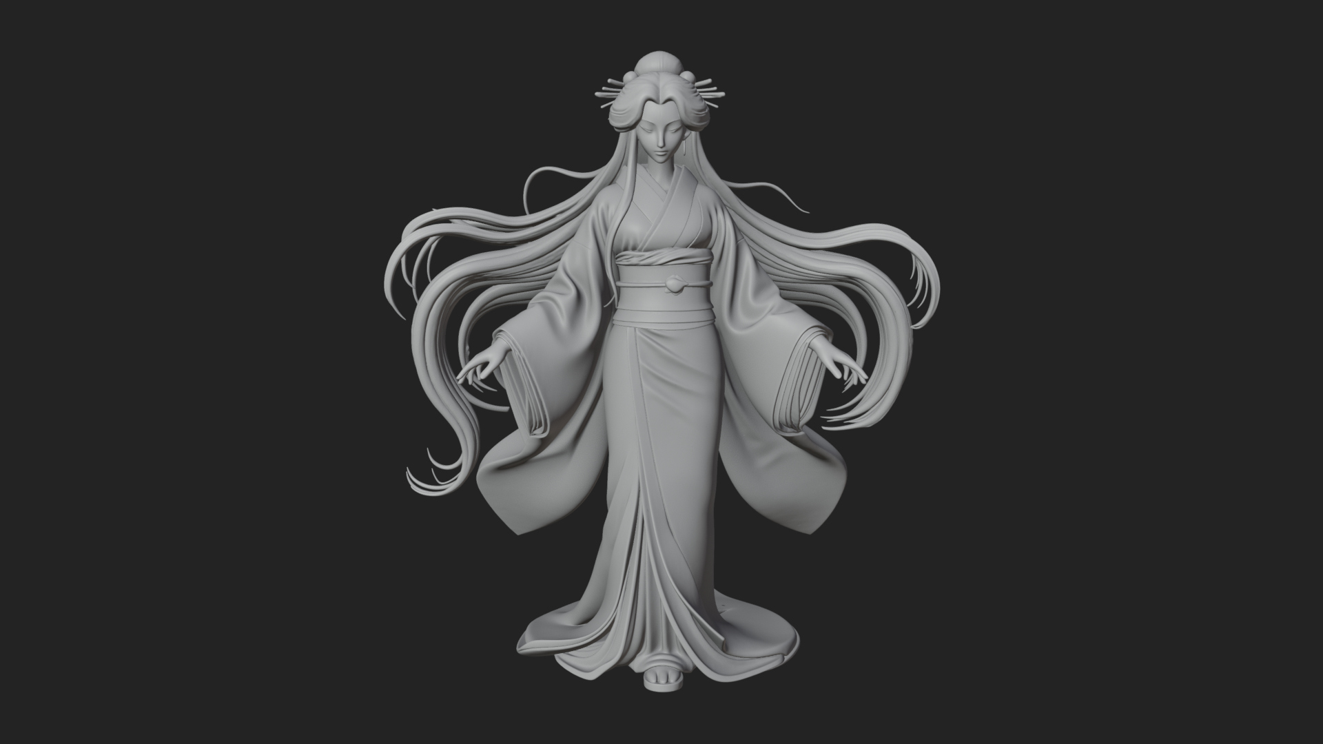 Crescent Crown Priestess Statue Design 6 3D Print Model 3D Model