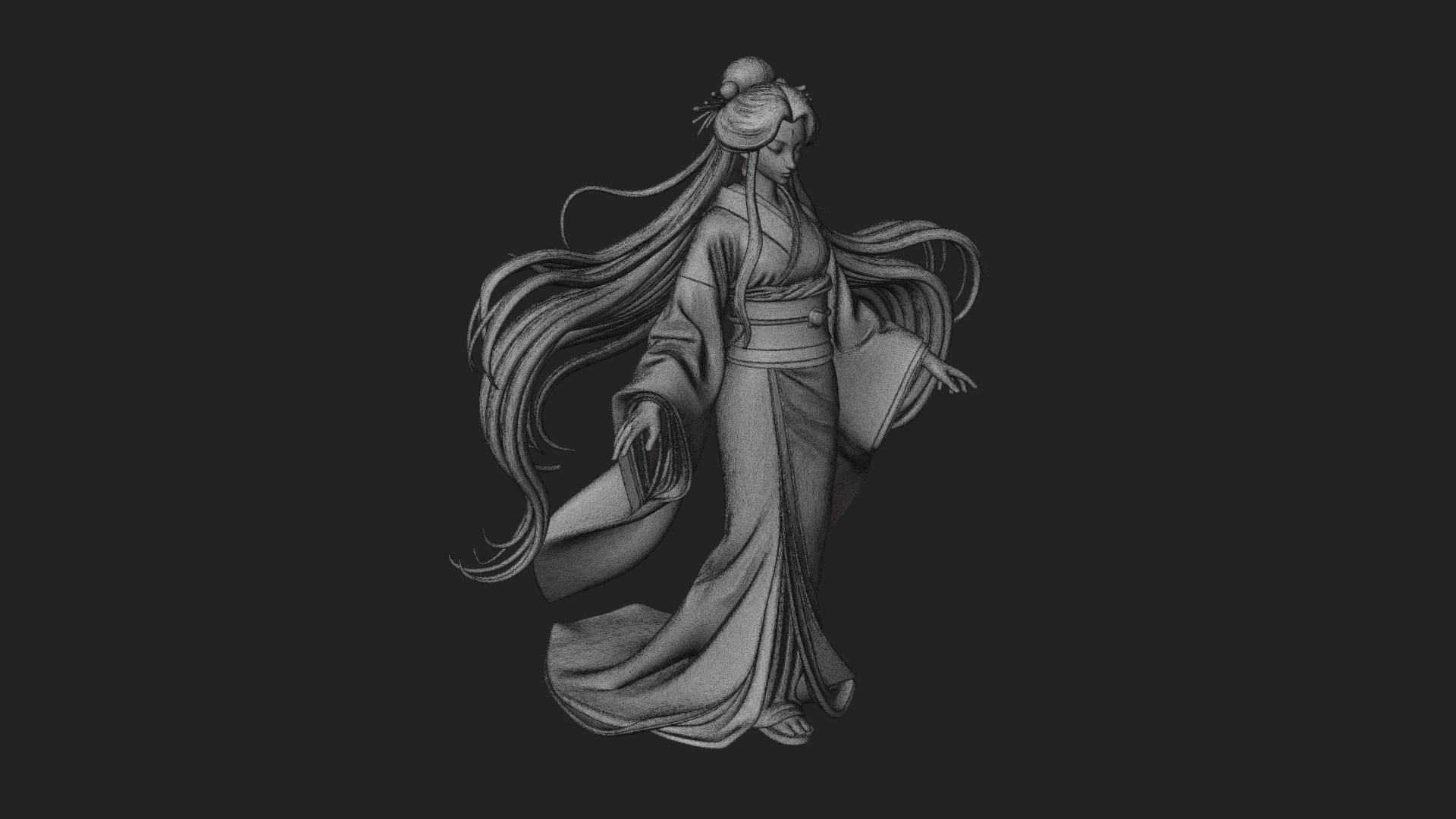 Crescent Crown Priestess Statue Design 6 3D Print Model 3D Model