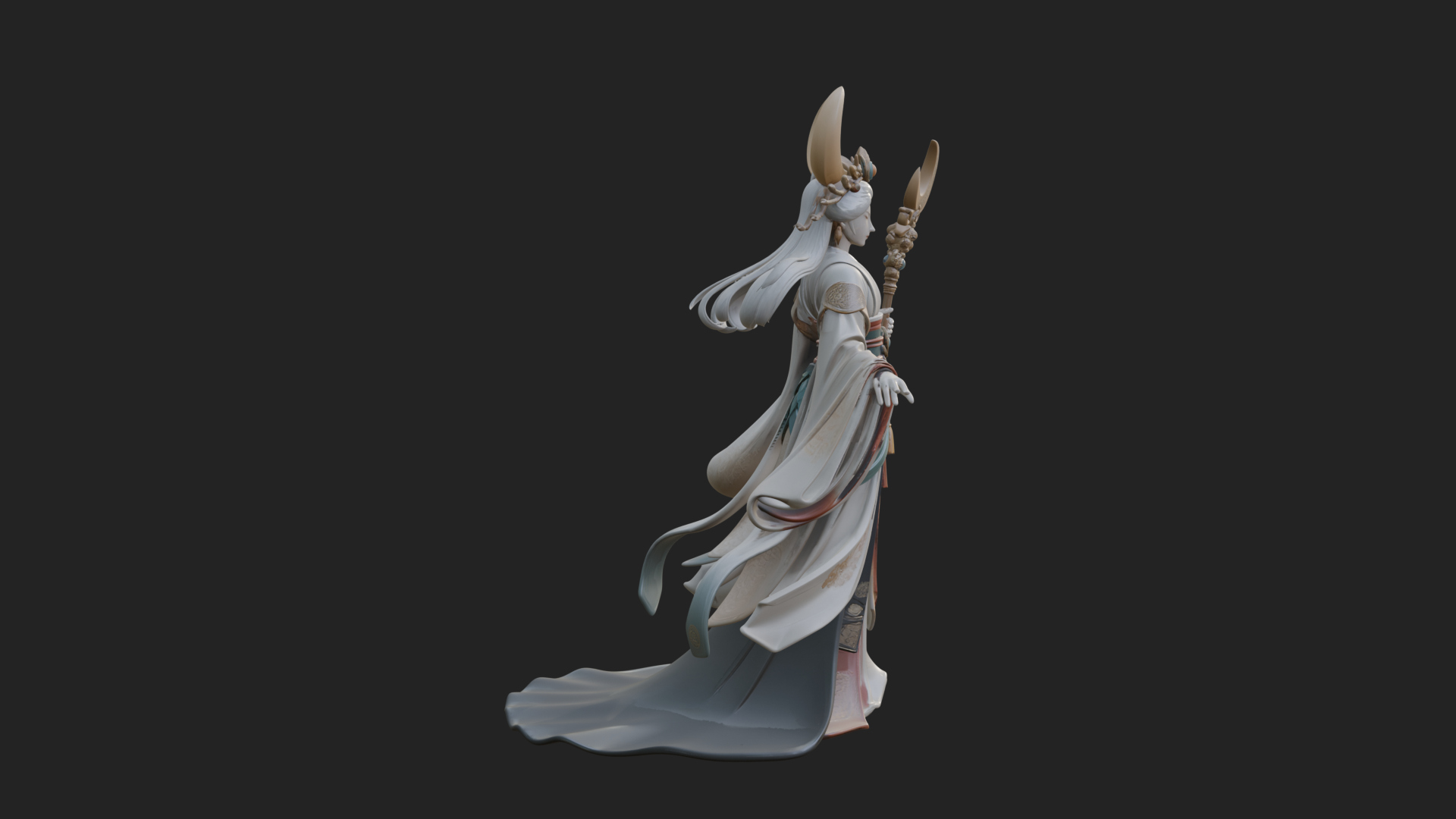Crescent Crown Priestess Statue Design 7 3D Print Model 3D Model