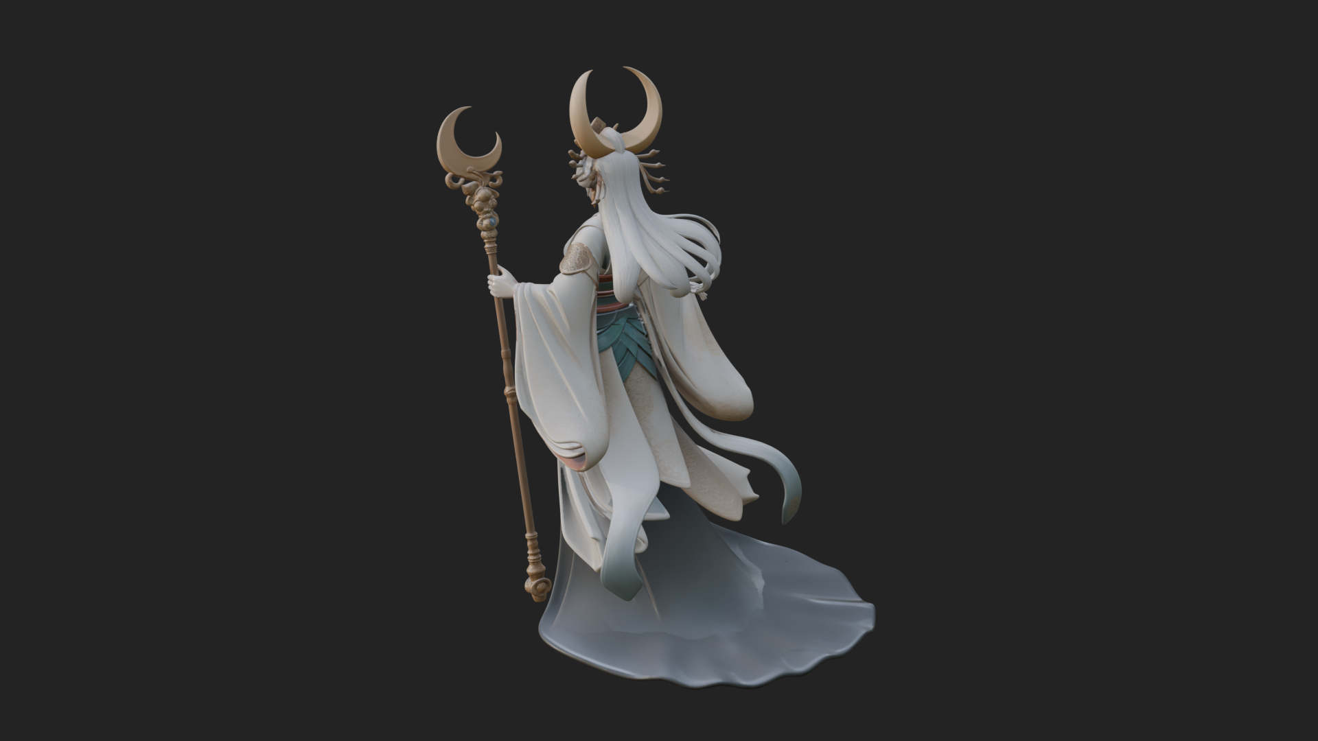 Crescent Crown Priestess Statue Design 7 3D Print Model 3D Model