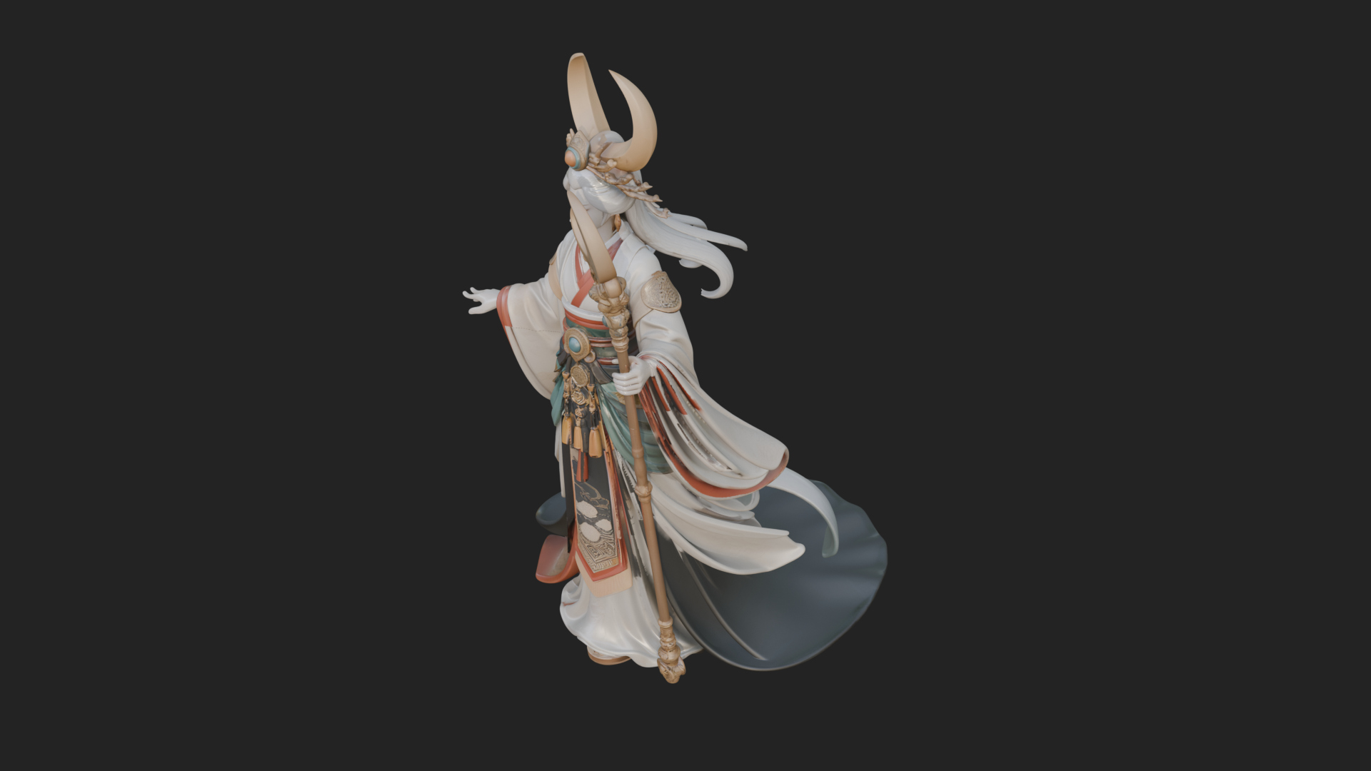 Crescent Crown Priestess Statue Design 7 3D Print Model 3D Model