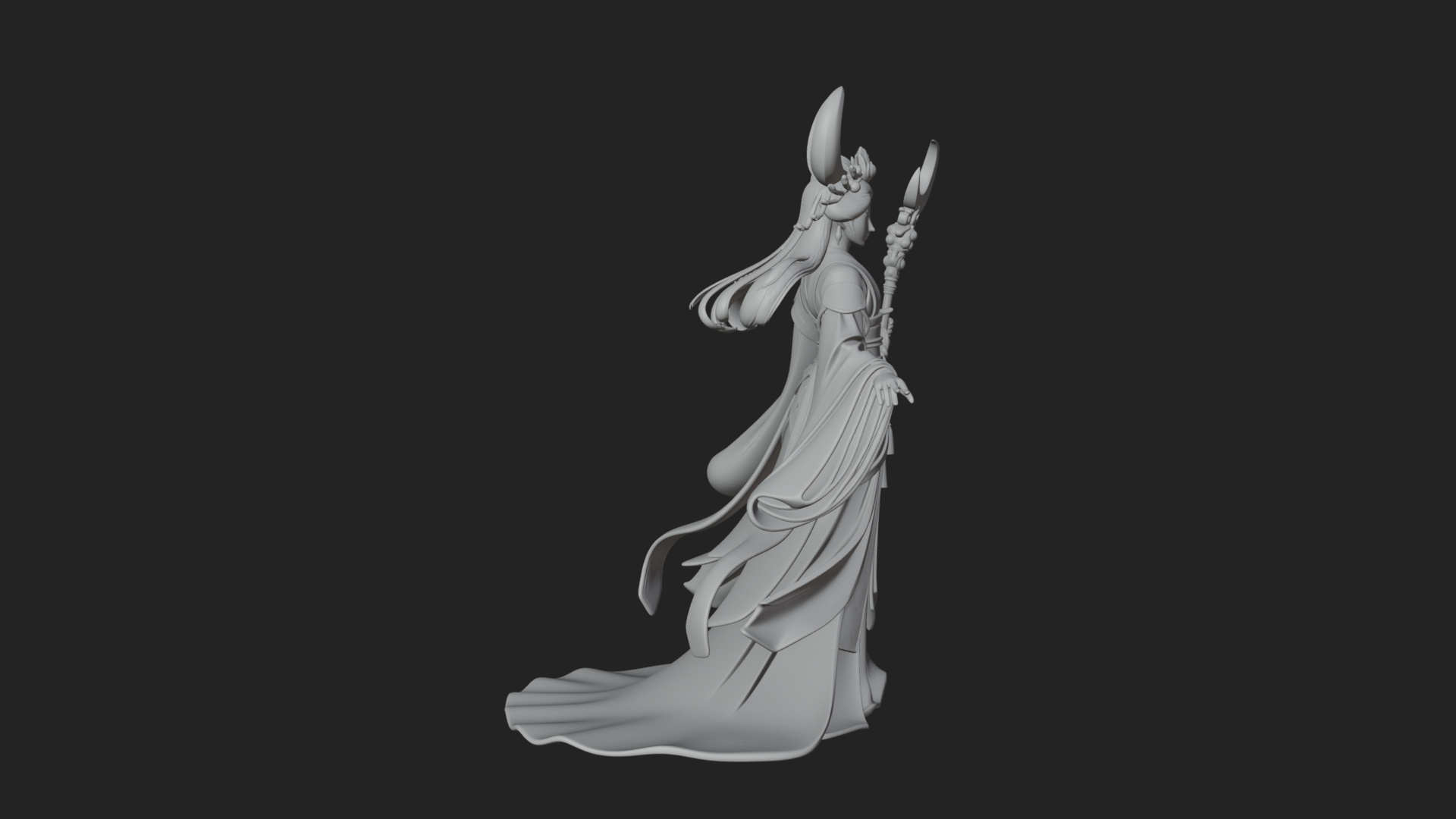 Crescent Crown Priestess Statue Design 7 3D Print Model 3D Model