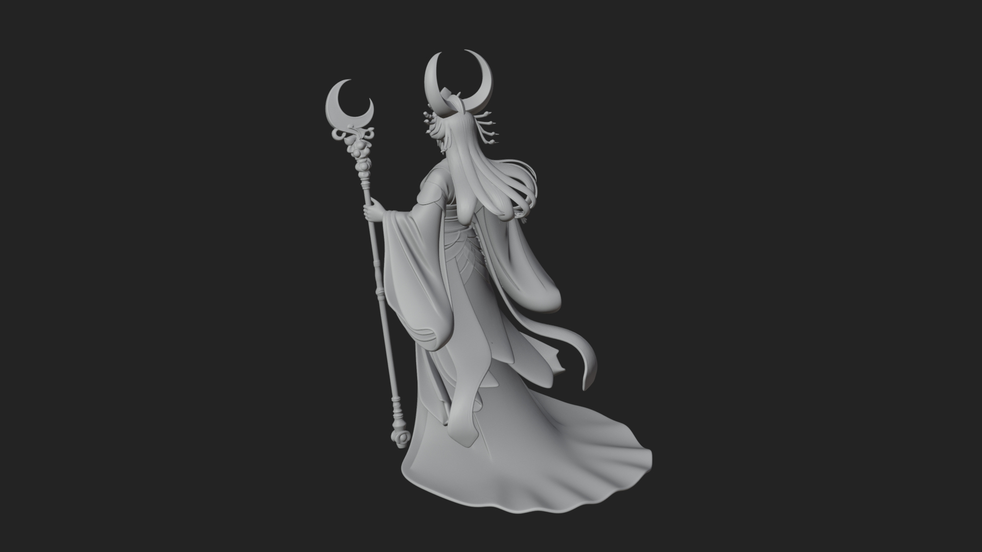 Crescent Crown Priestess Statue Design 7 3D Print Model 3D Model