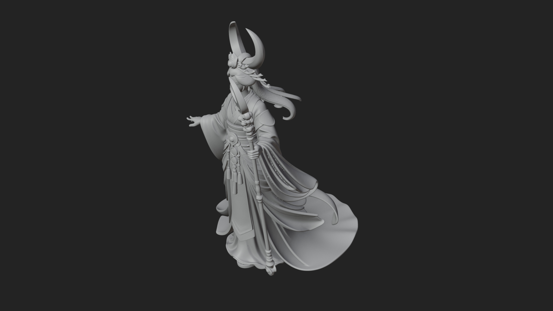 Crescent Crown Priestess Statue Design 7 3D Print Model 3D Model