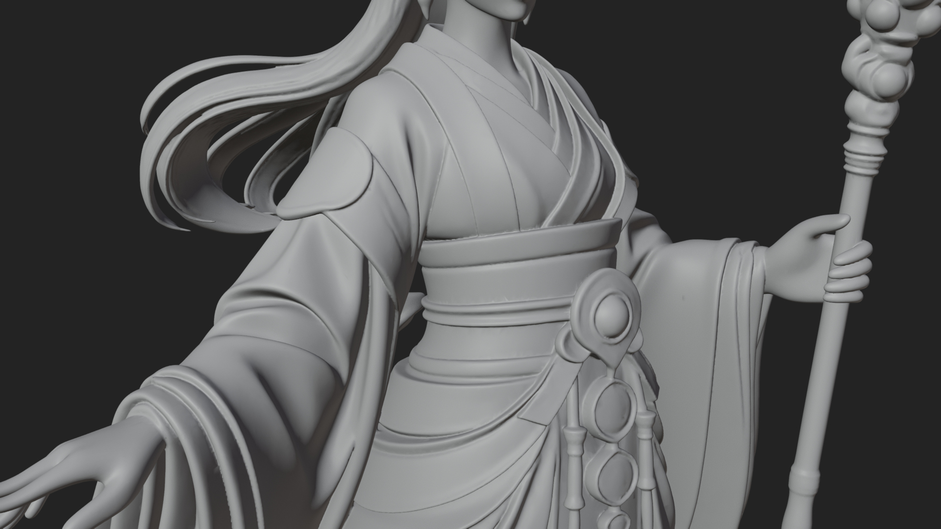 Crescent Crown Priestess Statue Design 7 3D Print Model 3D Model