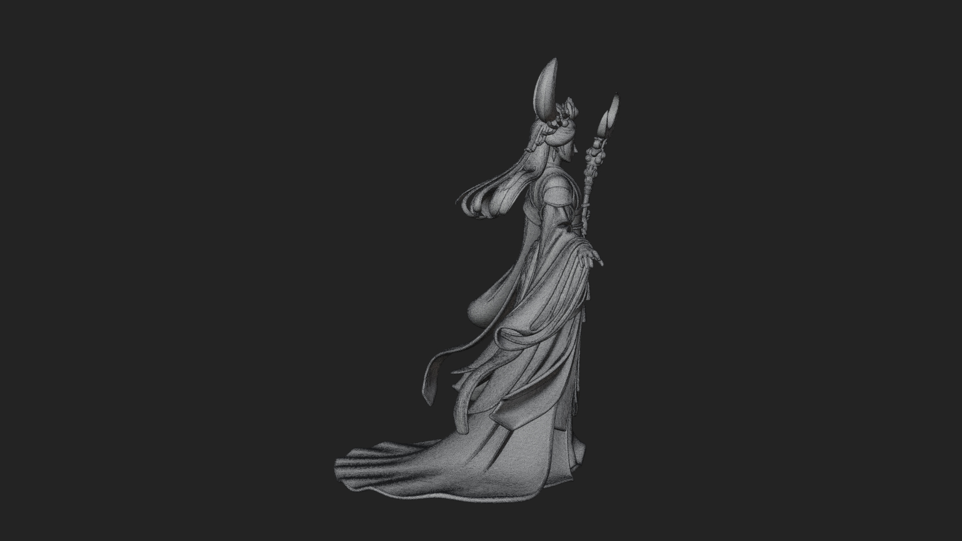 Crescent Crown Priestess Statue Design 7 3D Print Model 3D Model