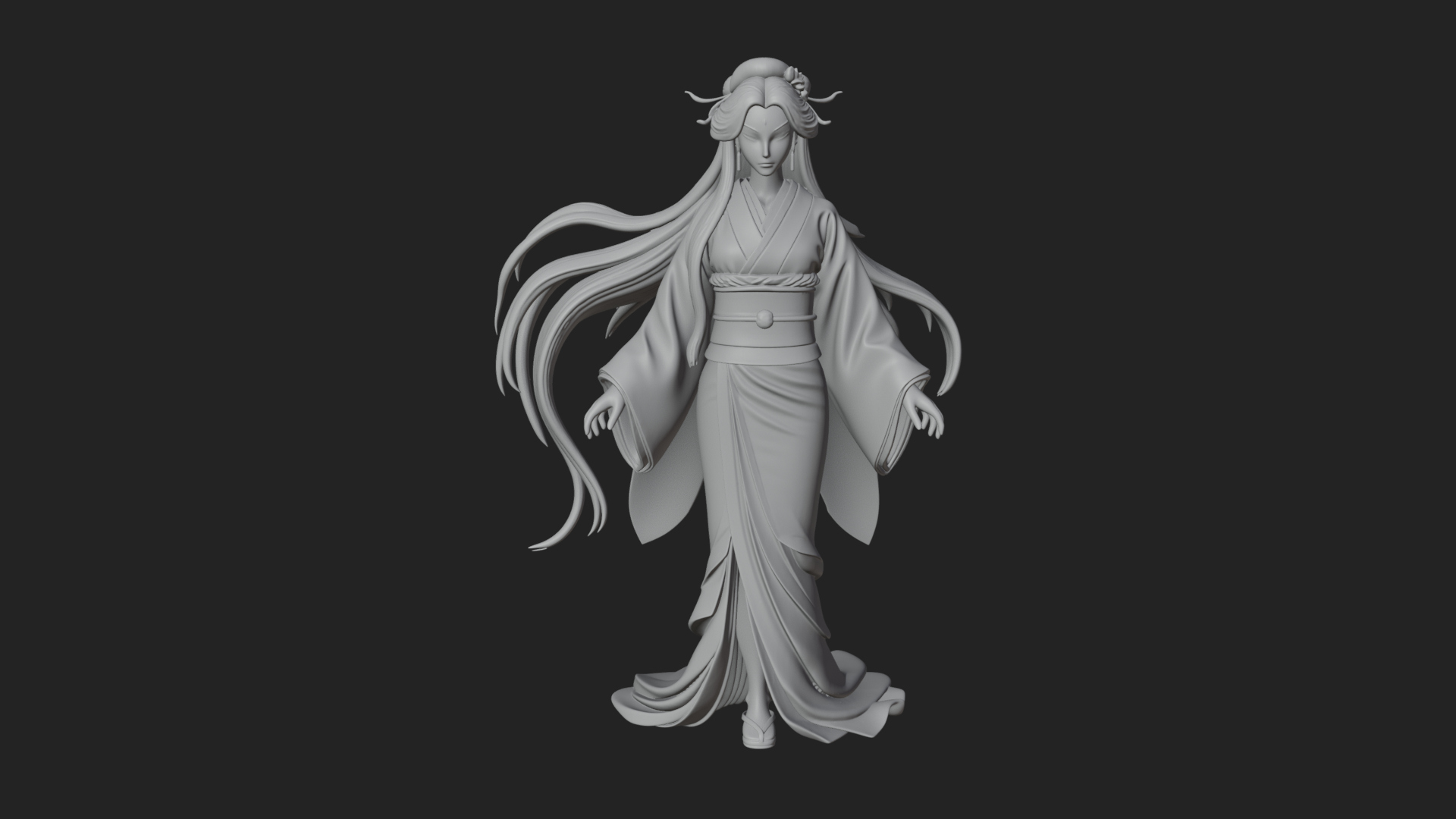 Crescent Crown Priestess Statue Design 8 3D Print Model 3D Model