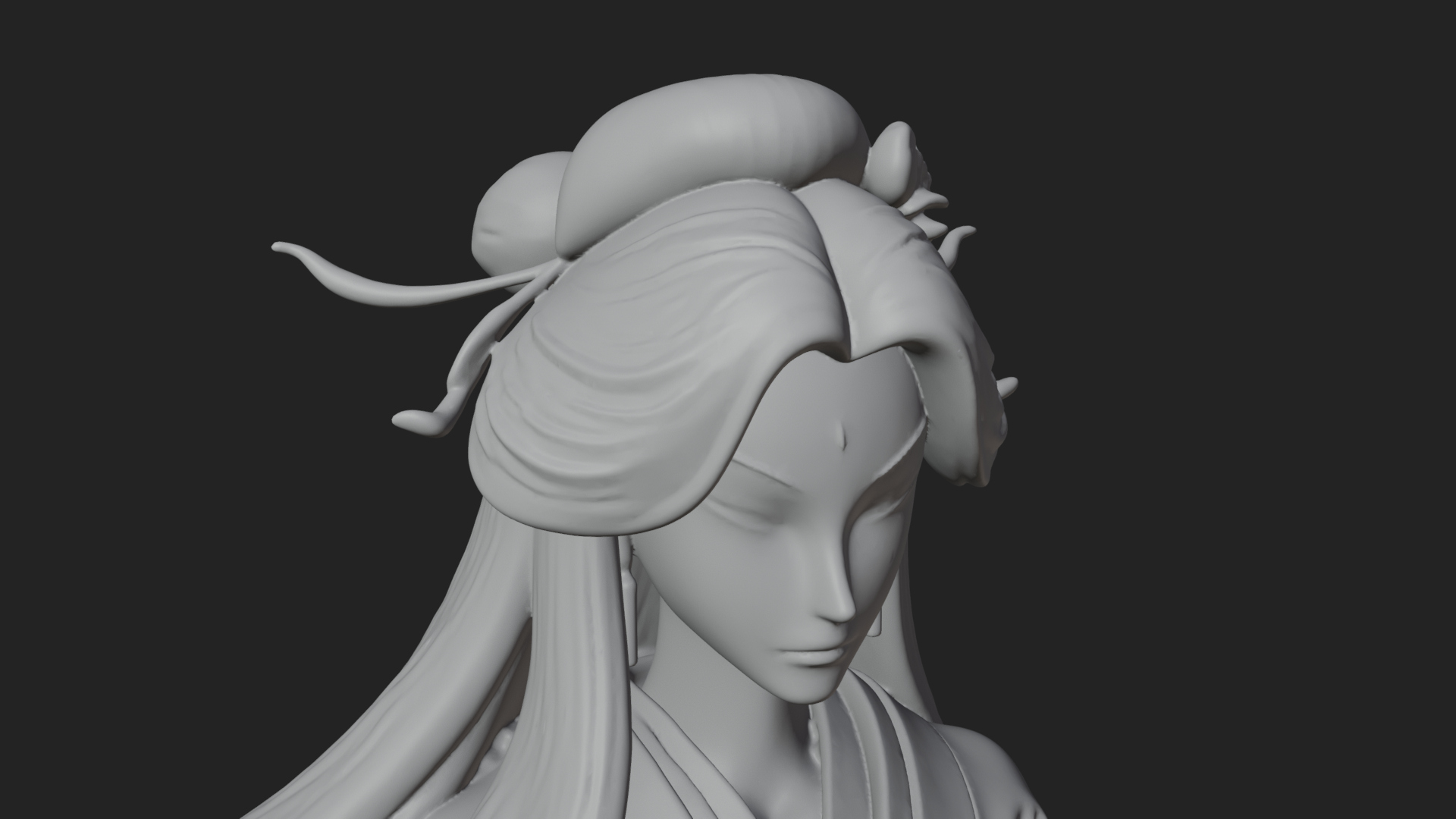 Crescent Crown Priestess Statue Design 8 3D Print Model 3D Model