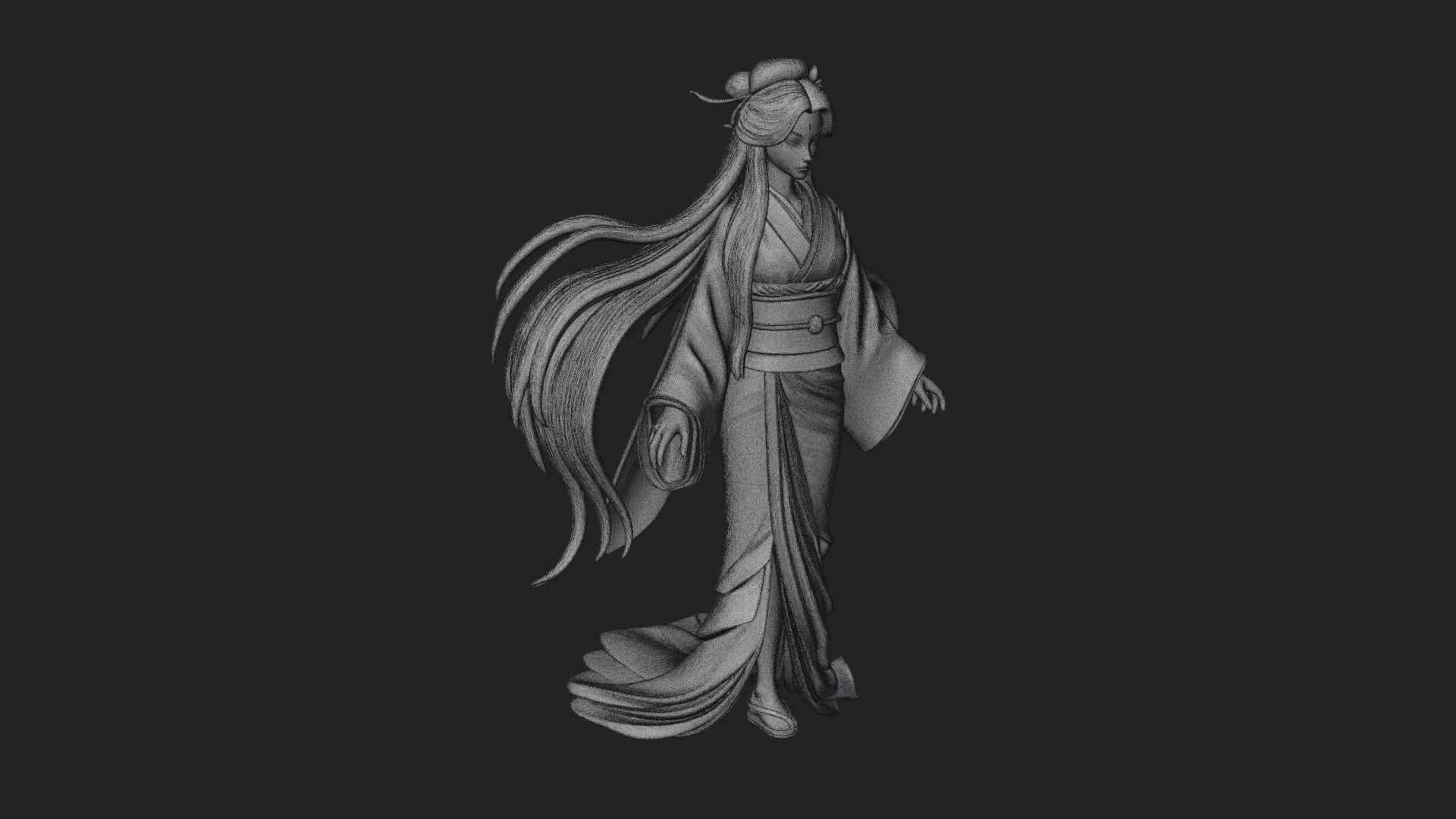 Crescent Crown Priestess Statue Design 8 3D Print Model 3D Model