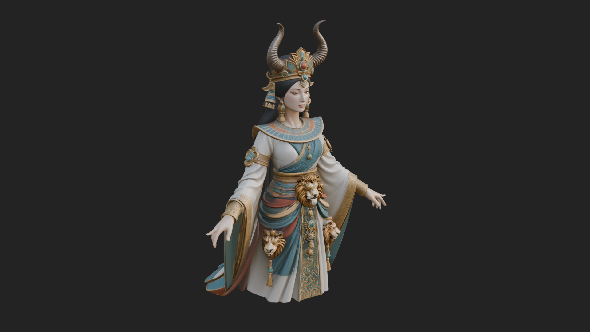 Crescent Crown Priestess Statue Design 9 3D Print Model 3D Model
