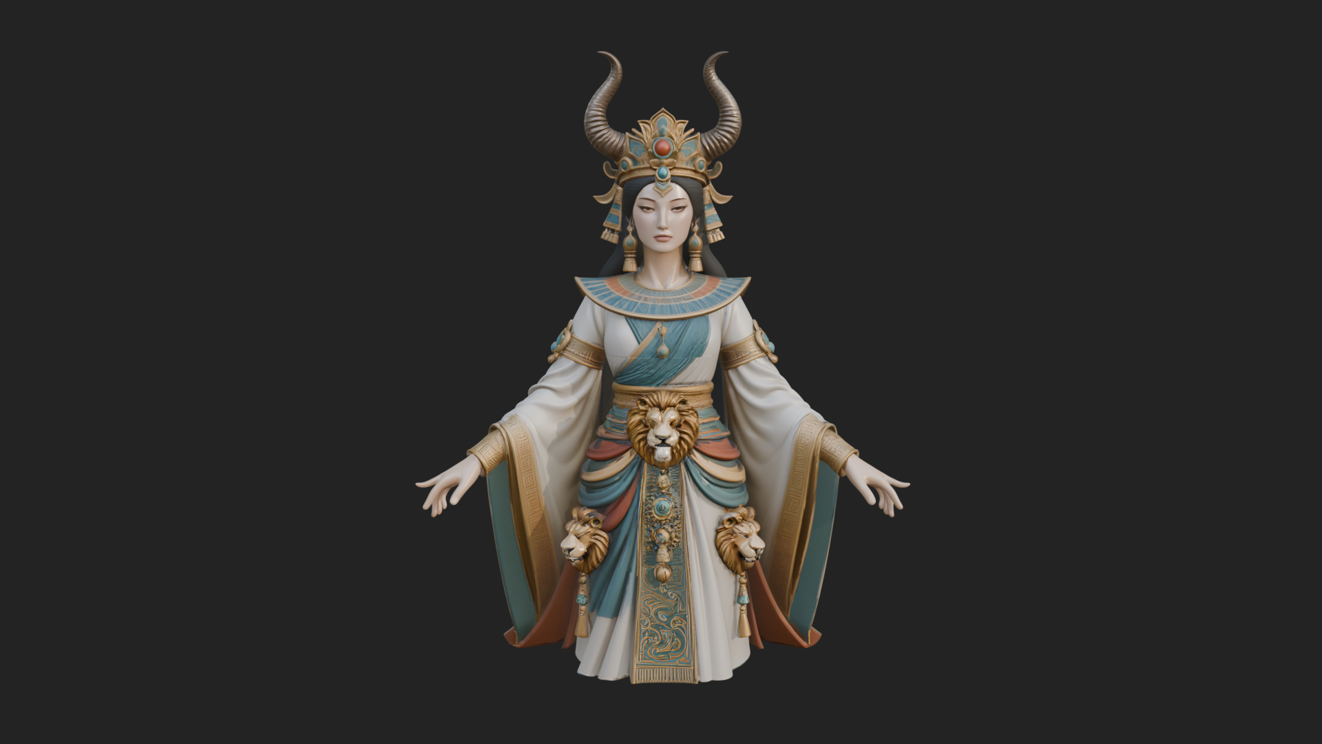 Crescent Crown Priestess Statue Design 9 3D Print Model 3D Model