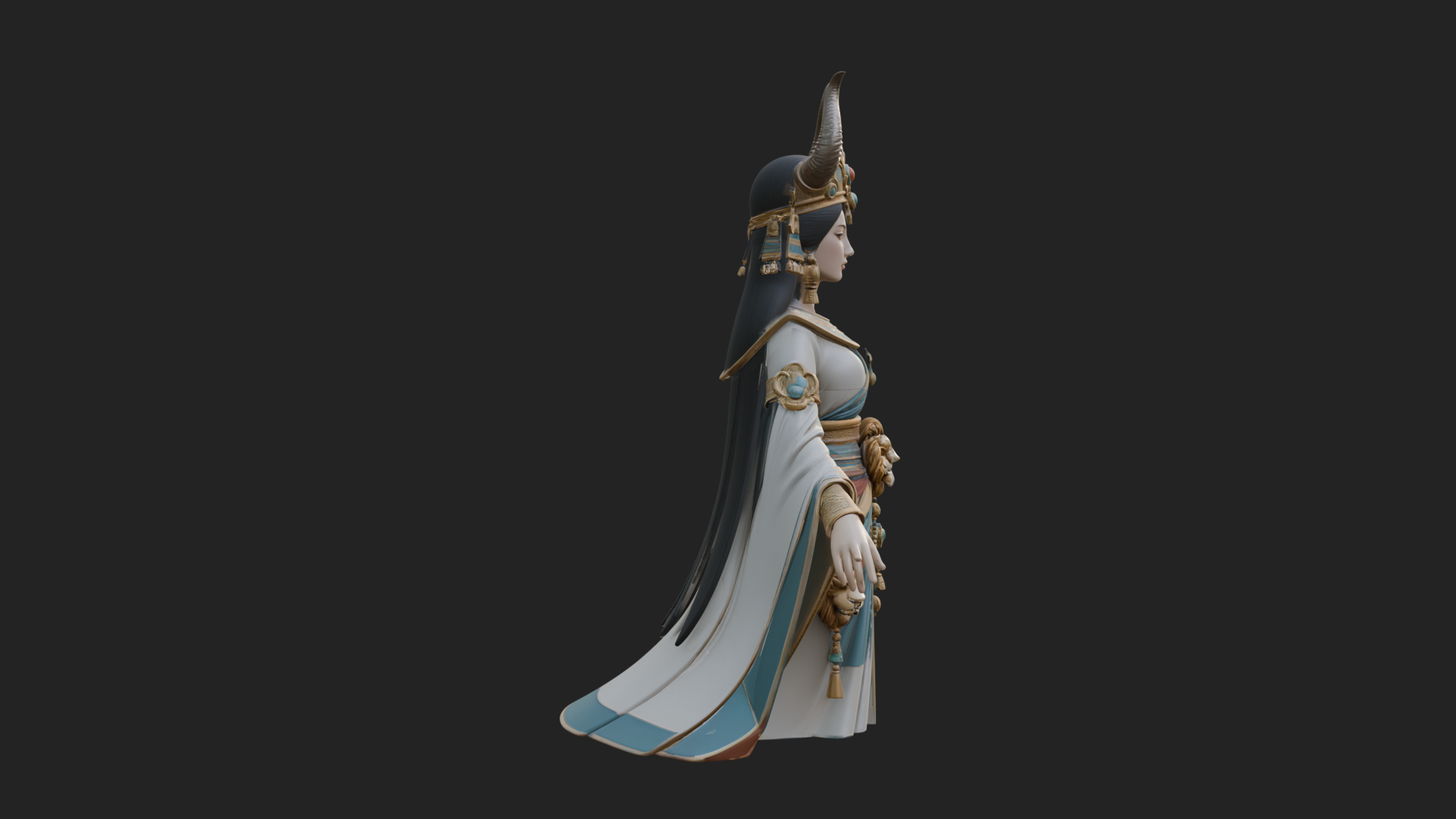 Crescent Crown Priestess Statue Design 9 3D Print Model 3D Model