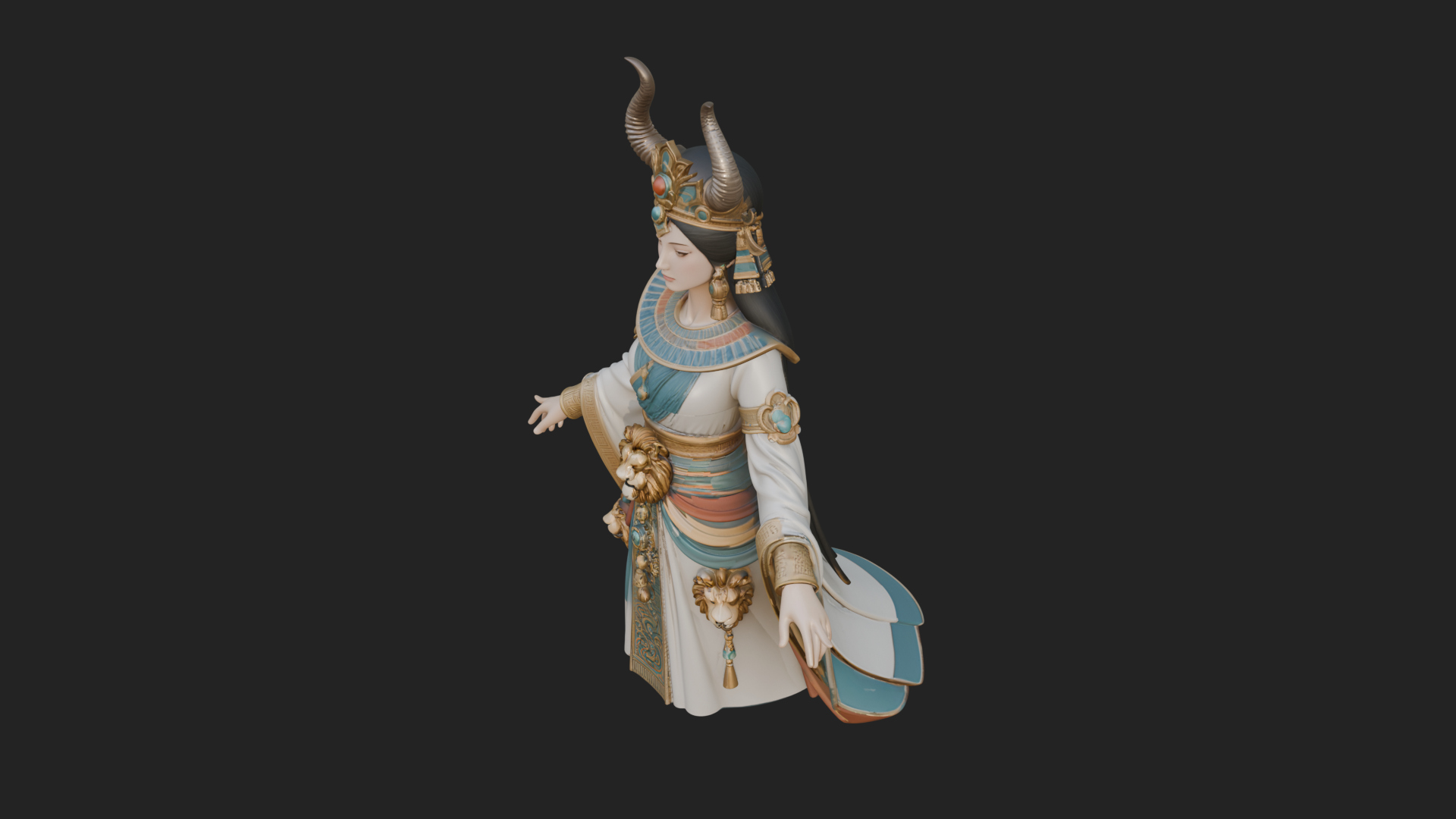 Crescent Crown Priestess Statue Design 9 3D Print Model 3D Model