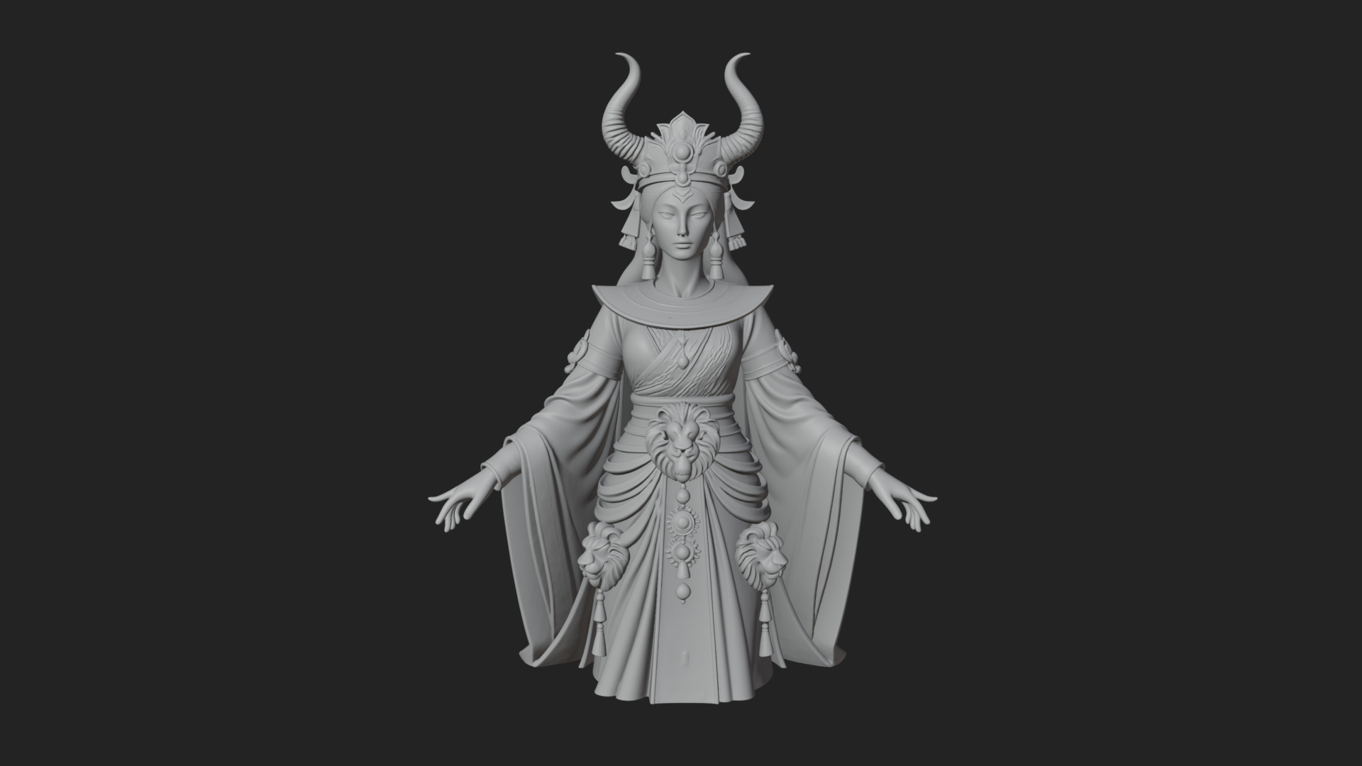 Crescent Crown Priestess Statue Design 9 3D Print Model 3D Model