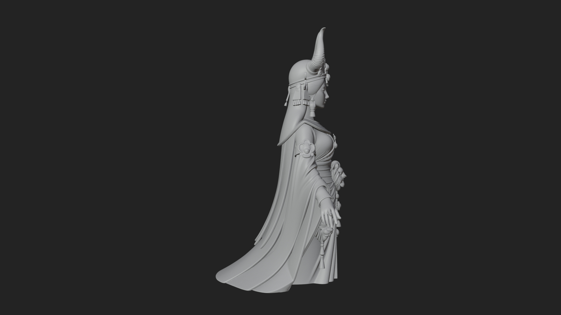 Crescent Crown Priestess Statue Design 9 3D Print Model 3D Model