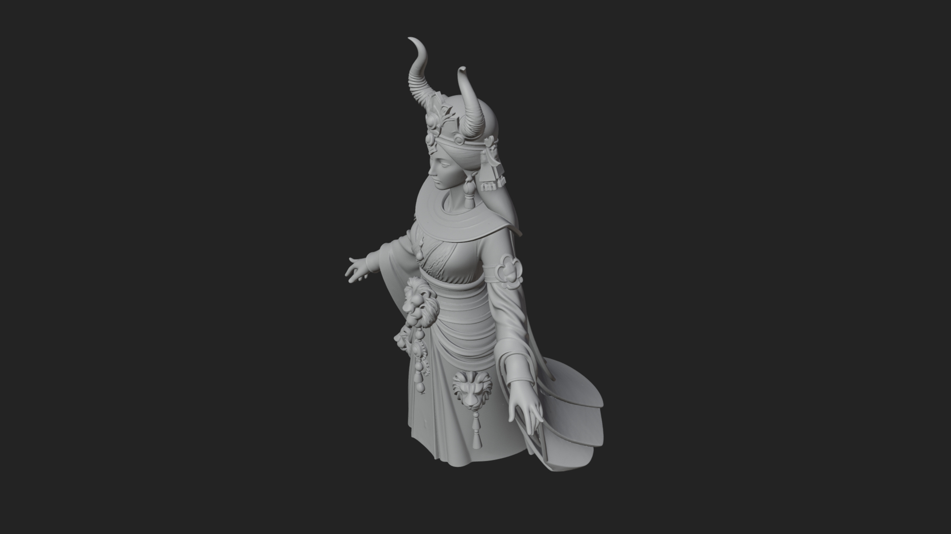 Crescent Crown Priestess Statue Design 9 3D Print Model 3D Model