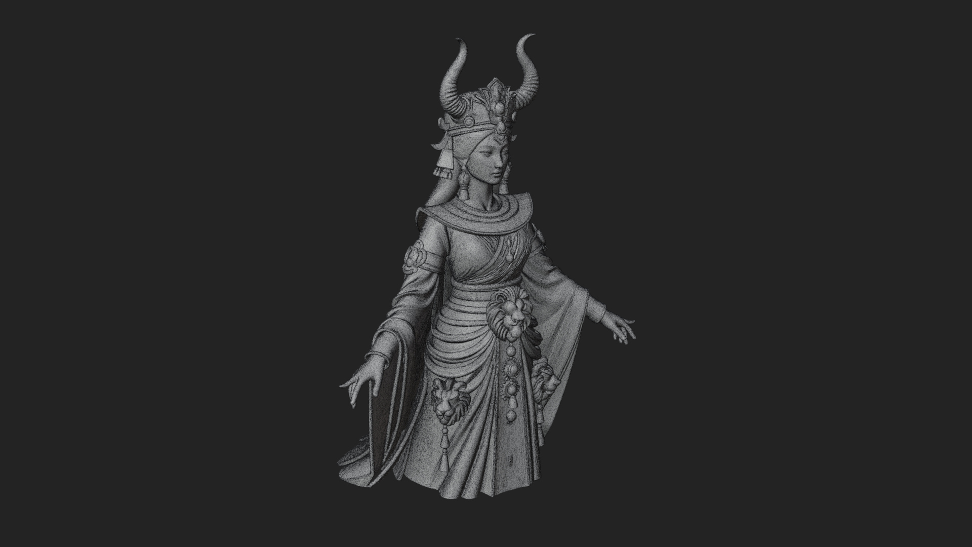 Crescent Crown Priestess Statue Design 9 3D Print Model 3D Model