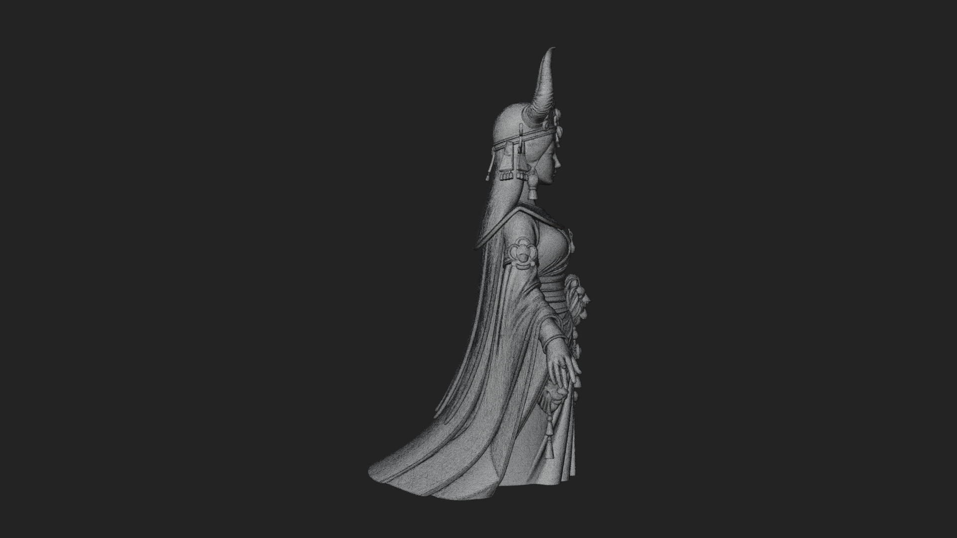 Crescent Crown Priestess Statue Design 9 3D Print Model 3D Model
