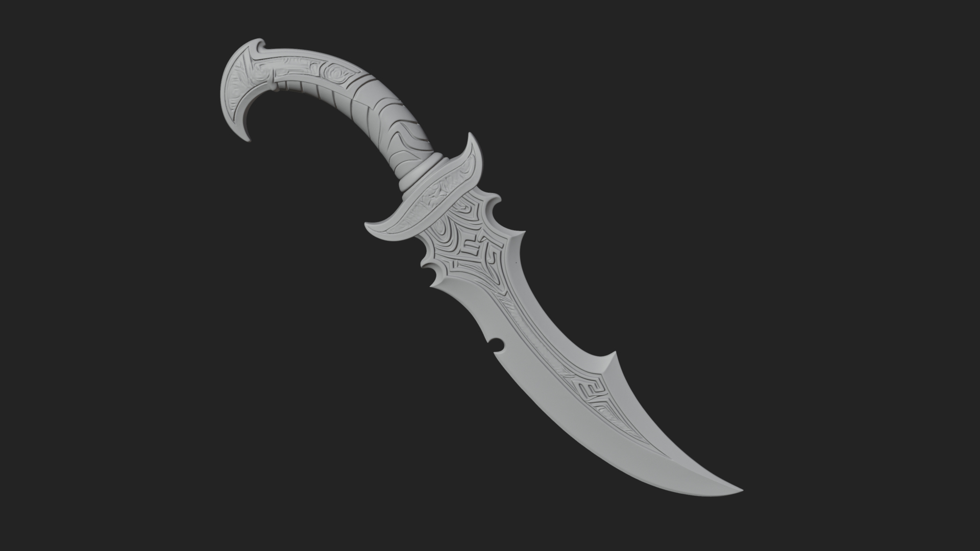 Crescent Hand Blade Model Design 4 3D Print Model 3D Model