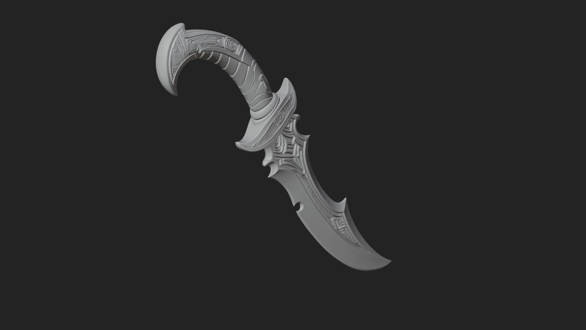 Crescent Hand Blade Model Design 4 3D Print Model 3D Model