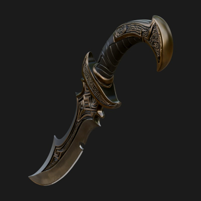 Crescent Hand Blade Model Design 4 3D Print Model