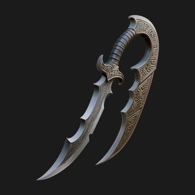 Crescent Hand Blade Model Design 5 3D Print Model