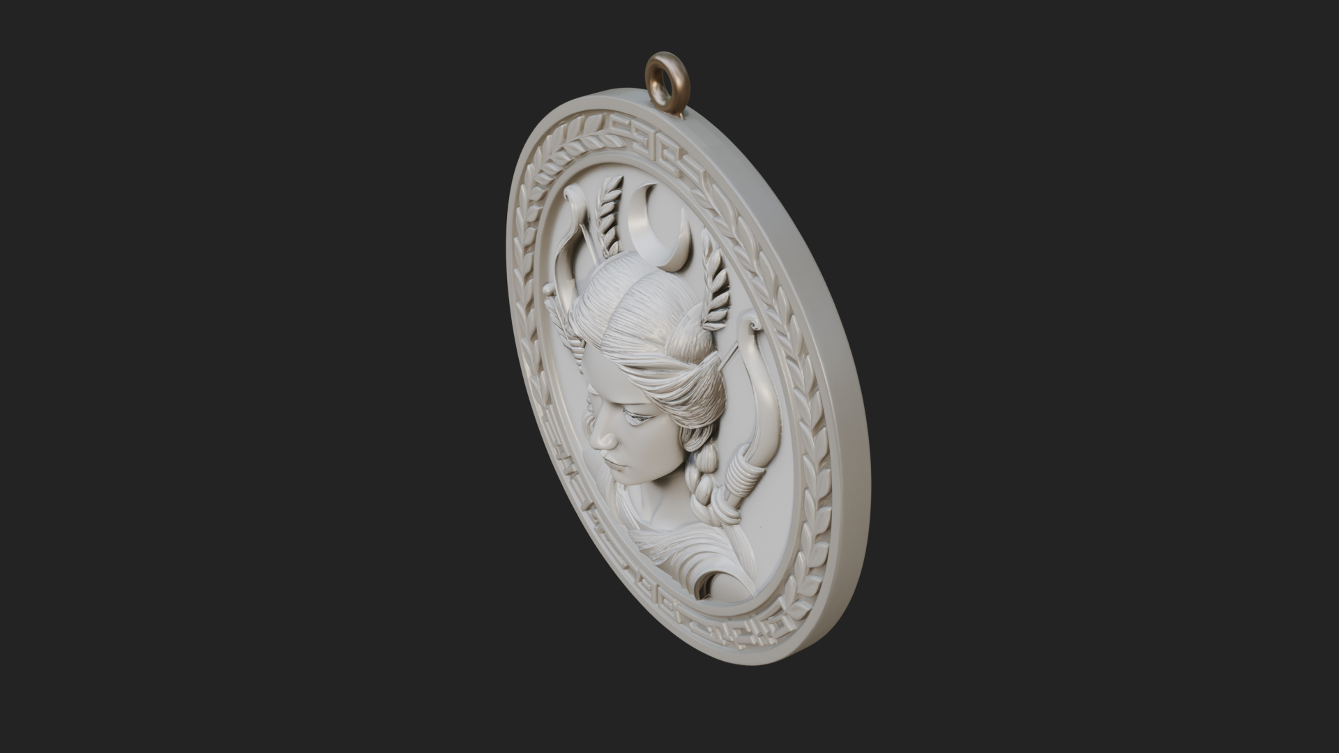 Crescent Huntress Oval Plaque Design 2 3D Print Model 3D Model
