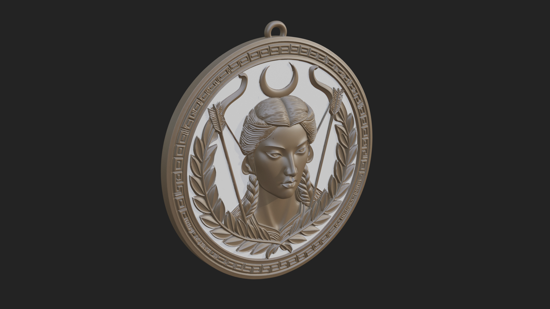 Crescent Huntress Oval Plaque Design 3 3D Print Model 3D Model