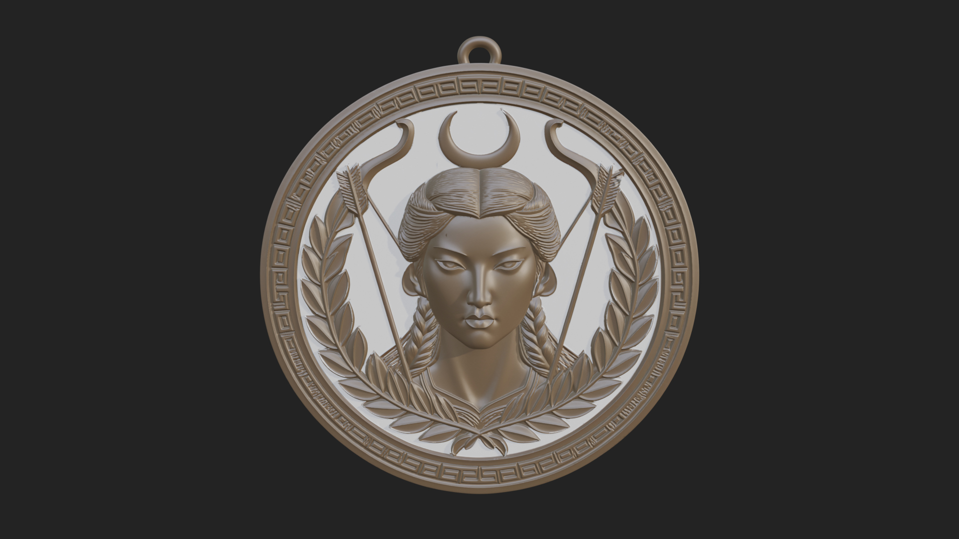 Crescent Huntress Oval Plaque Design 3 3D Print Model 3D Model