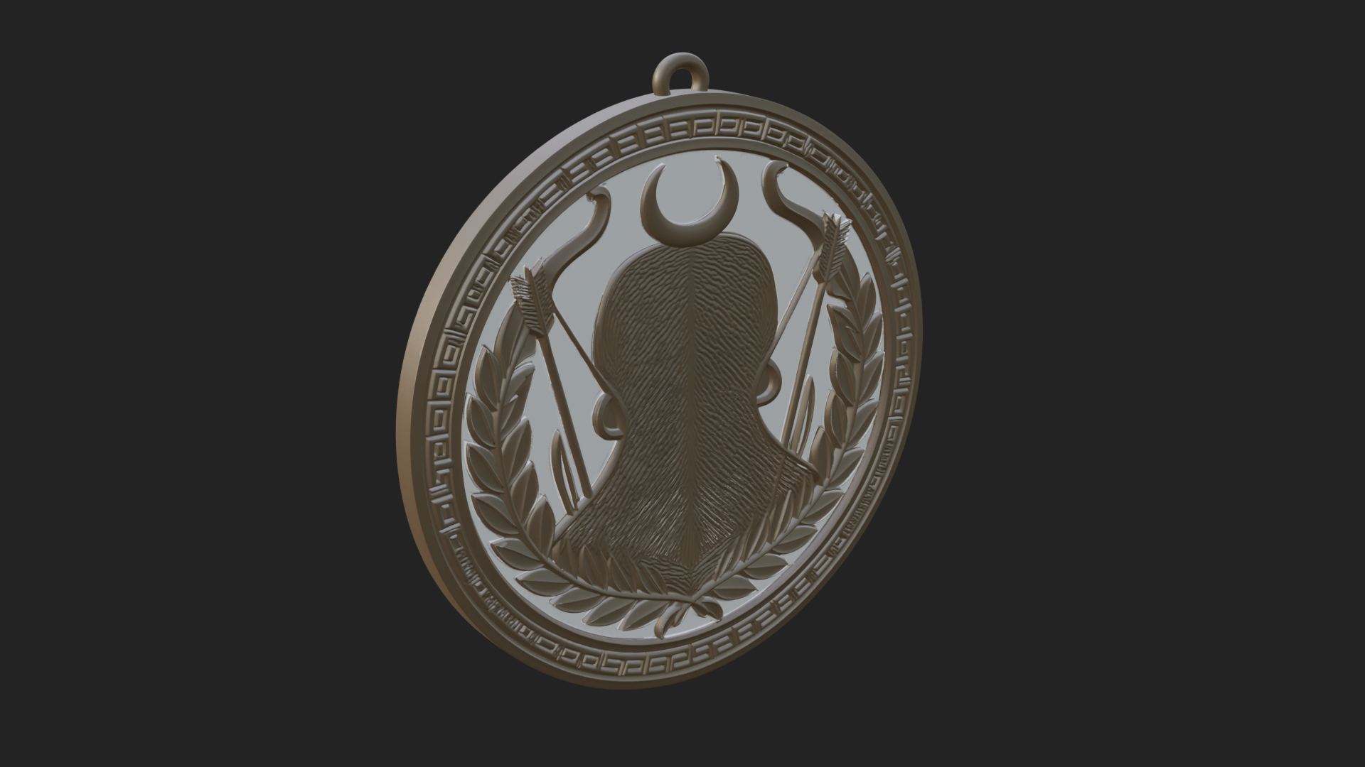 Crescent Huntress Oval Plaque Design 3 3D Print Model 3D Model