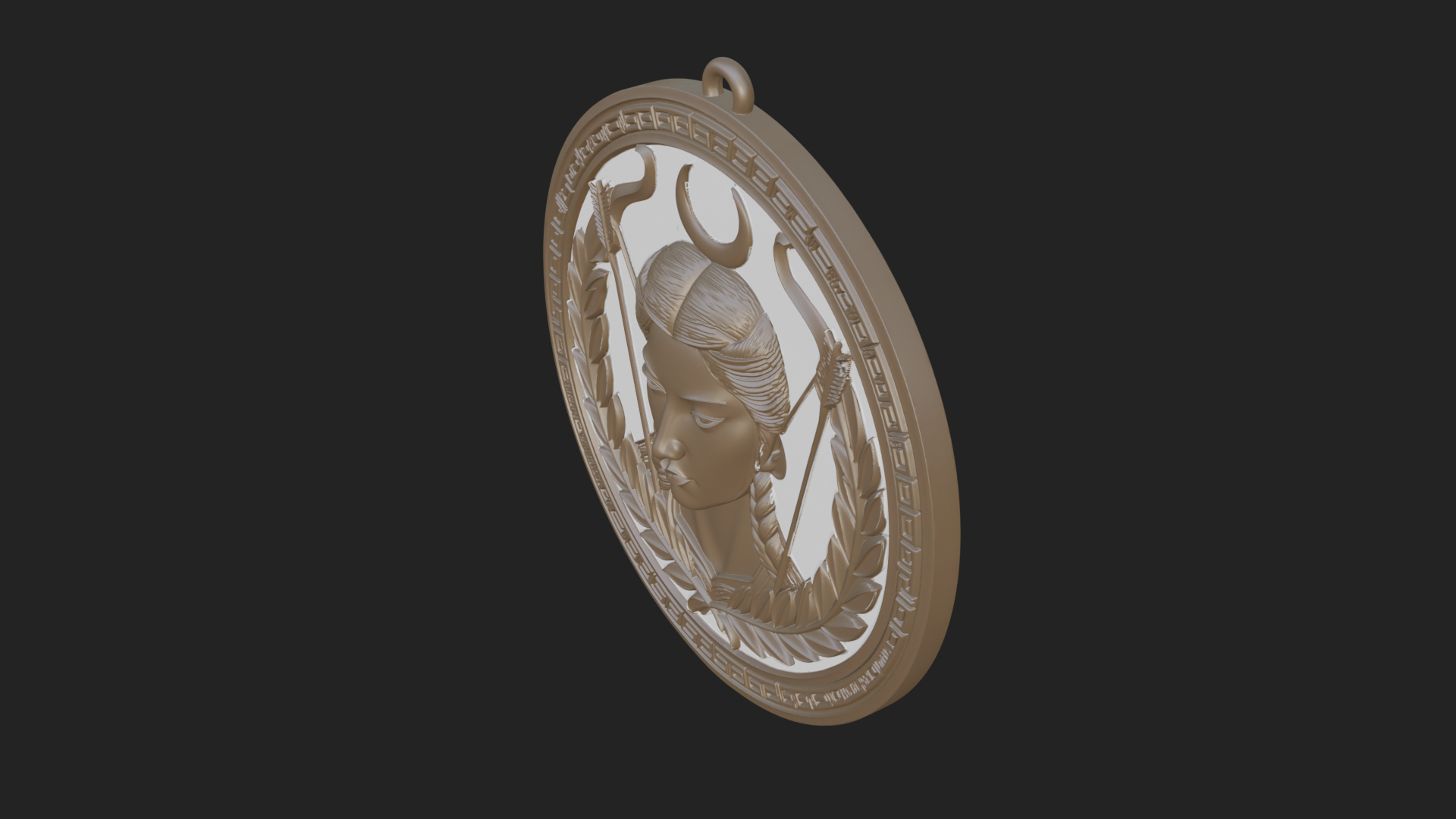 Crescent Huntress Oval Plaque Design 3 3D Print Model 3D Model