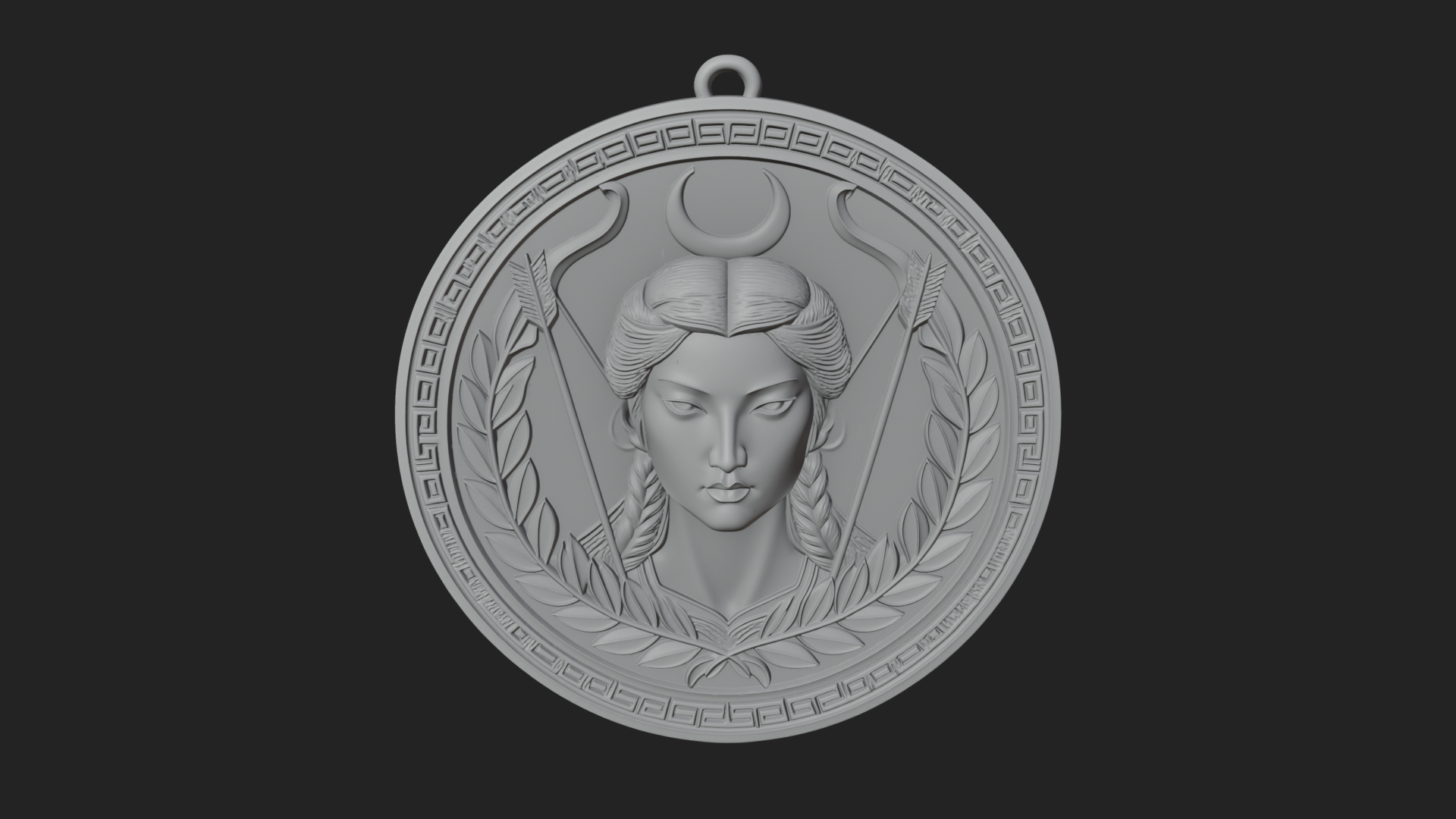 Crescent Huntress Oval Plaque Design 3 3D Print Model 3D Model
