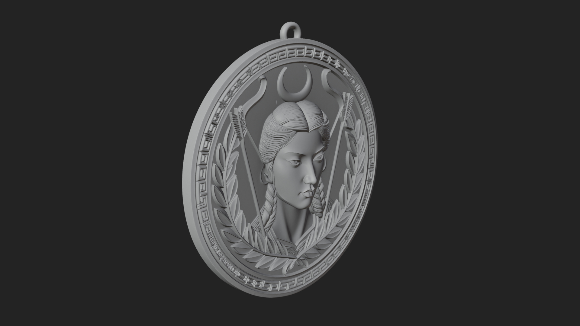 Crescent Huntress Oval Plaque Design 3 3D Print Model 3D Model