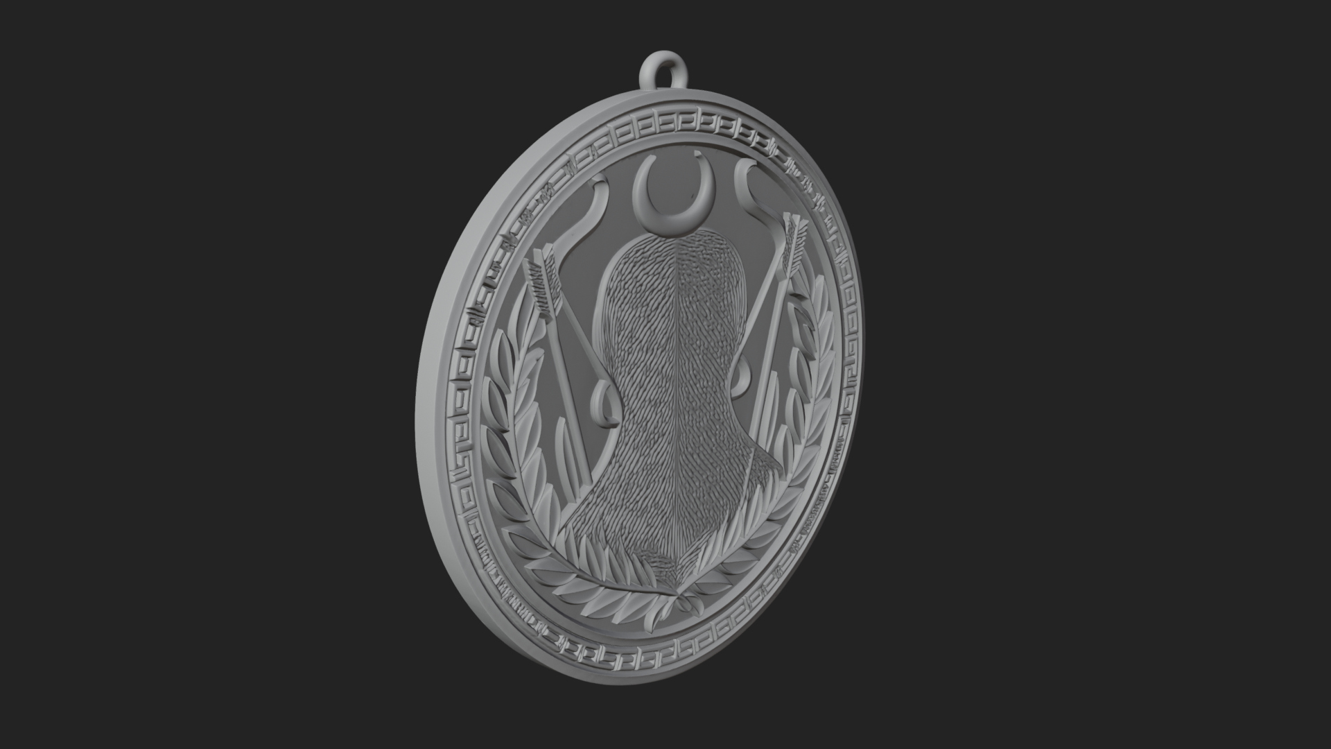 Crescent Huntress Oval Plaque Design 3 3D Print Model 3D Model