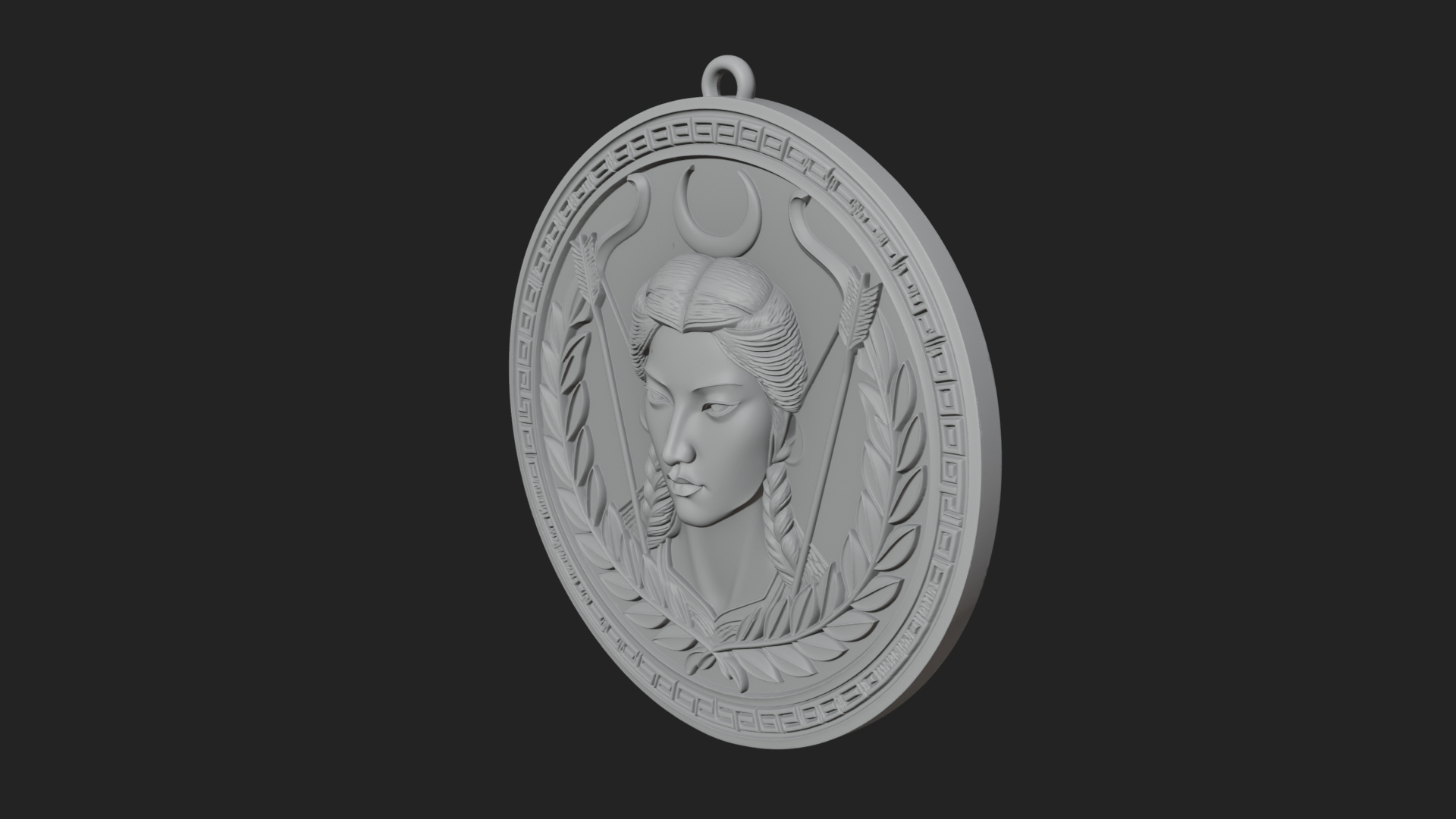 Crescent Huntress Oval Plaque Design 3 3D Print Model 3D Model