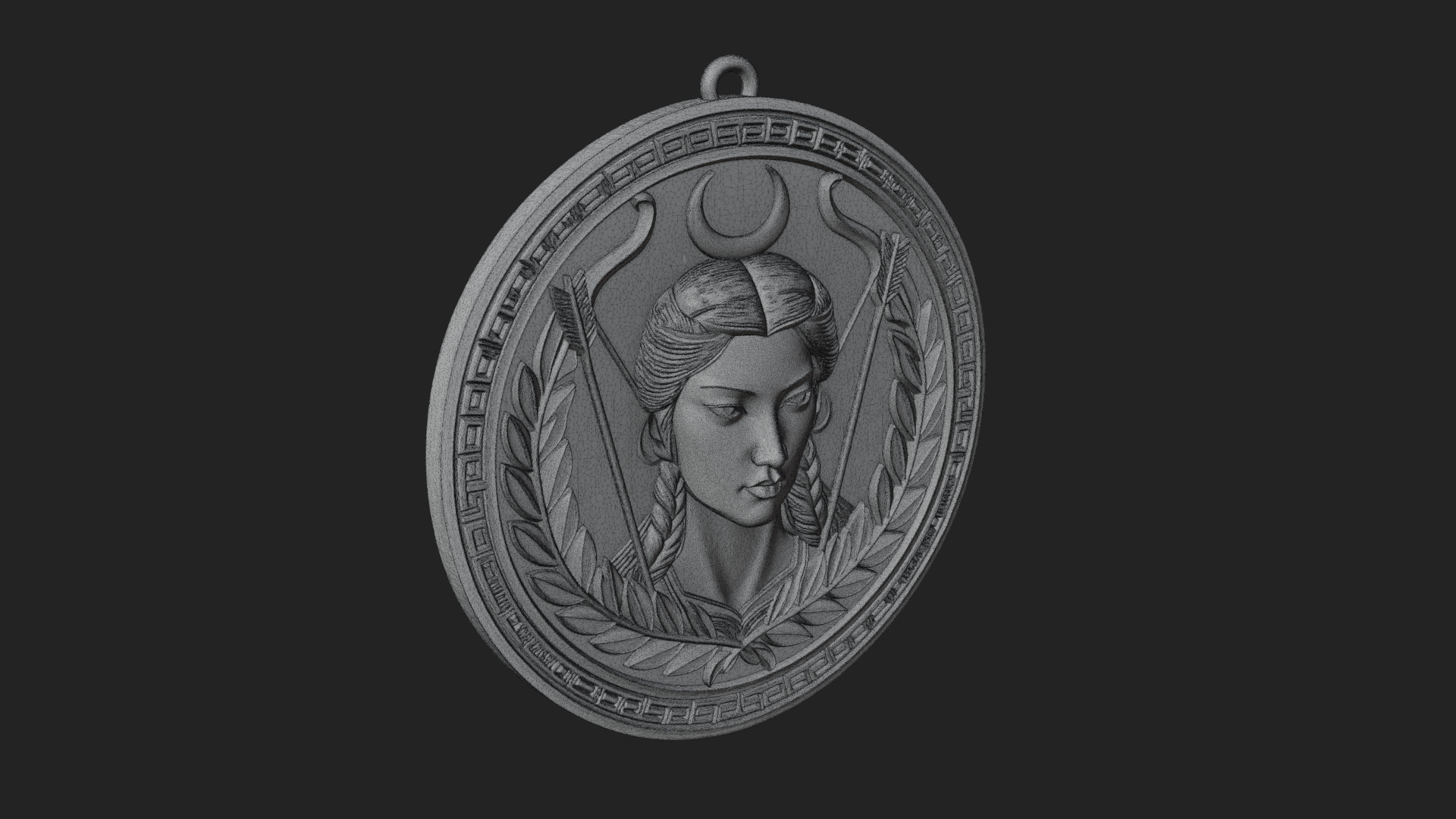 Crescent Huntress Oval Plaque Design 3 3D Print Model 3D Model