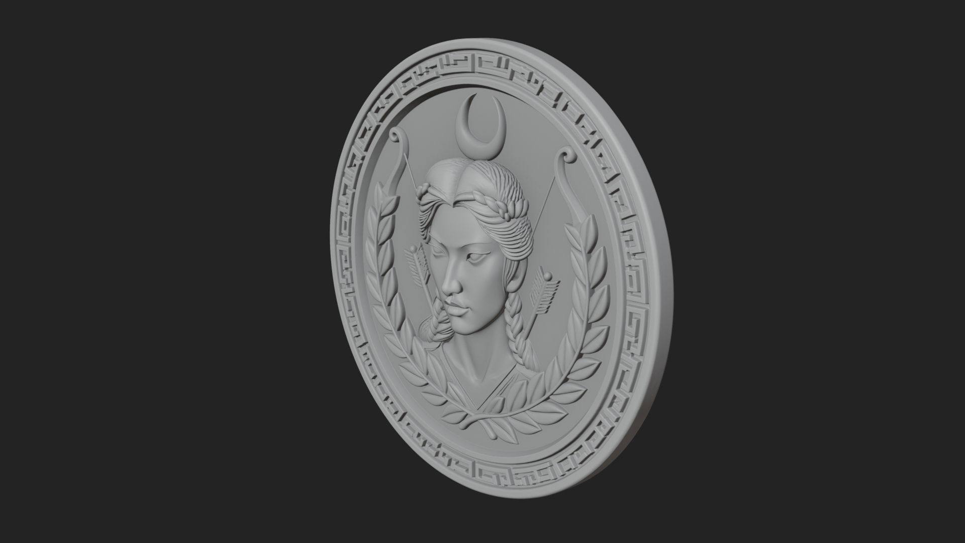 Crescent Huntress Oval Plaque Design 4 3D Print Model 3D Model