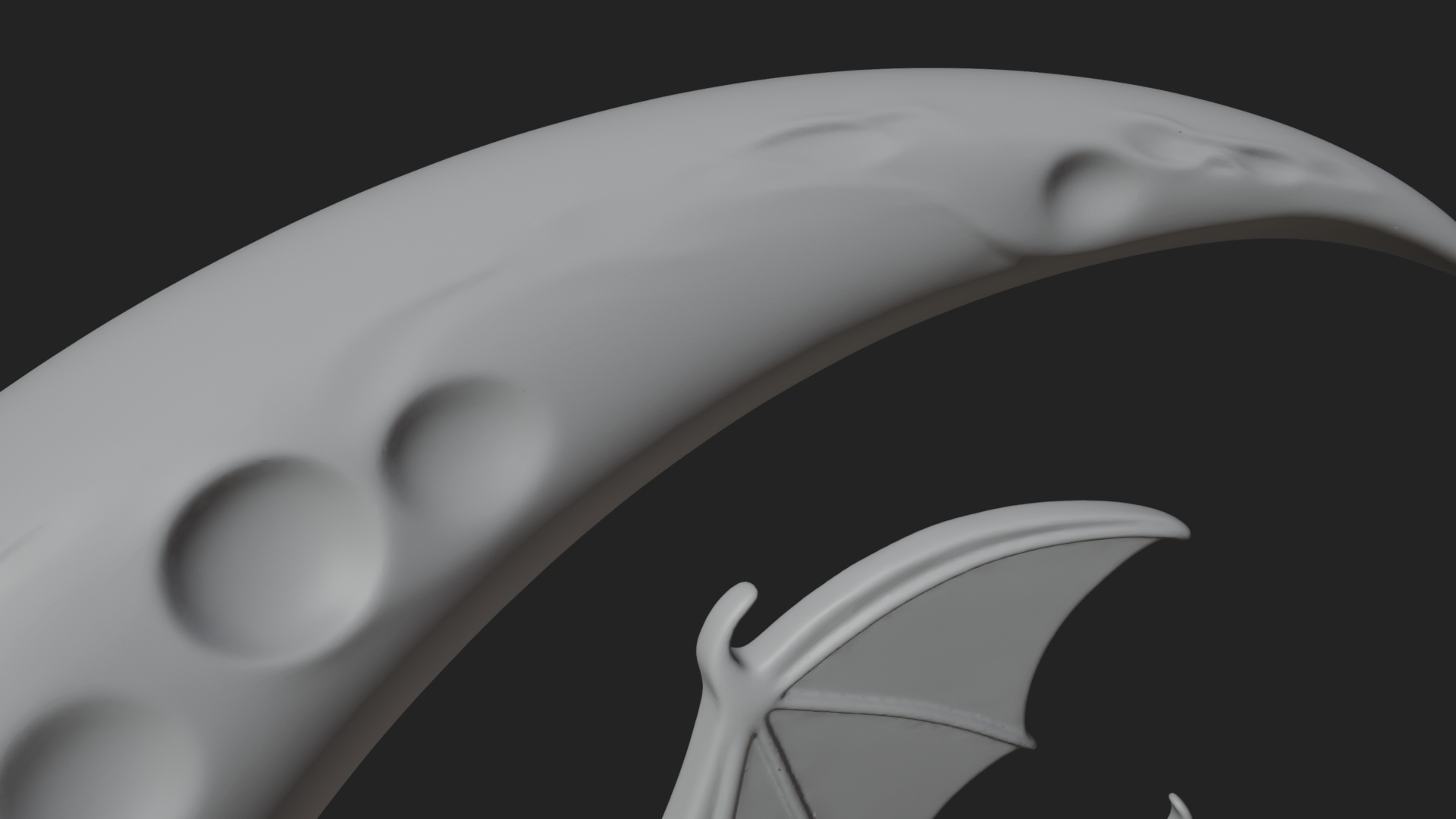Crescent Moon Bat Tree Statue Design 1 3D Print Model 3D Model
