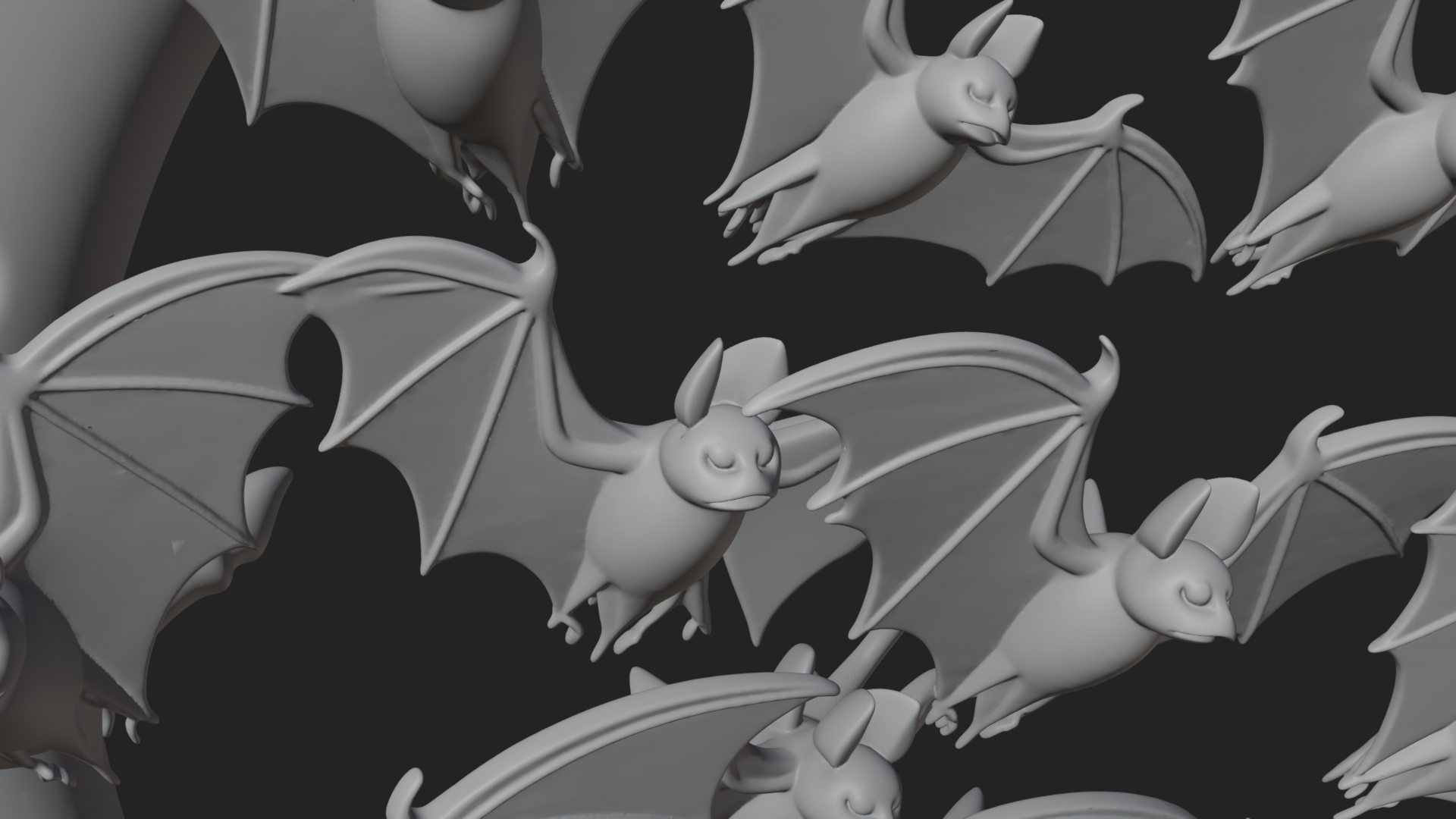Crescent Moon Bat Tree Statue Design 1 3D Print Model 3D Model