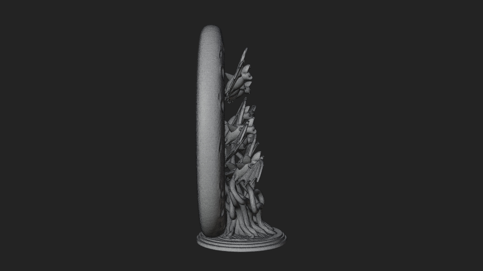 Crescent Moon Bat Tree Statue Design 1 3D Print Model 3D Model