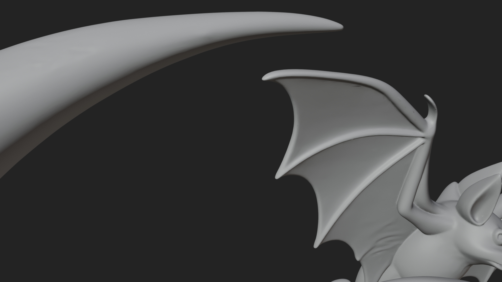 Crescent Moon Bat Tree Statue Design 2 3D Print Model 3D Model