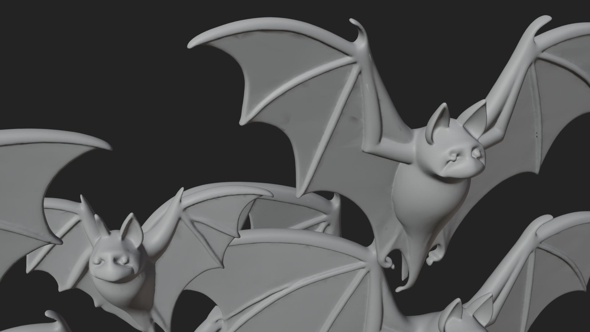 Crescent Moon Bat Tree Statue Design 3 3D Print Model 3D Model