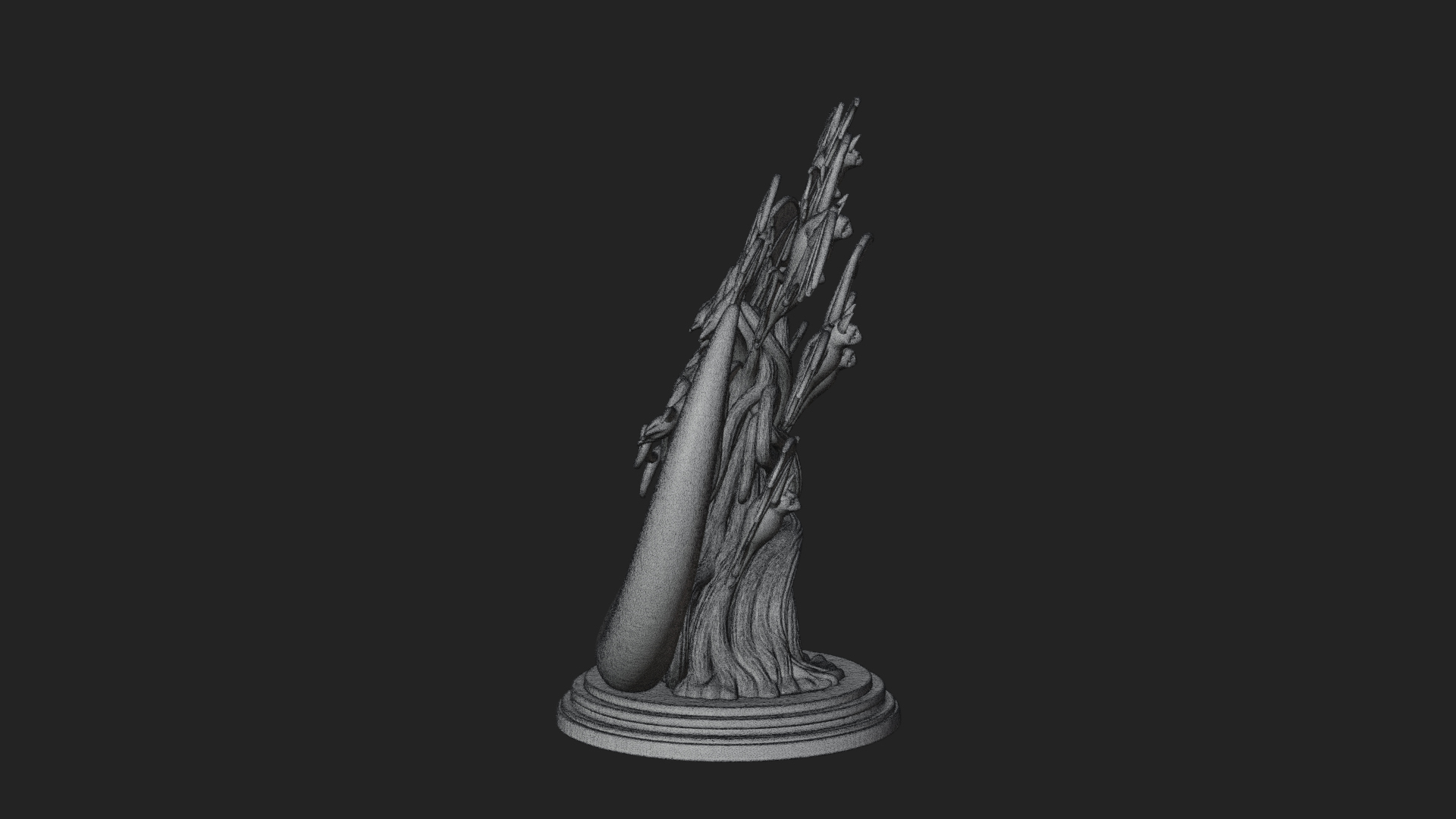 Crescent Moon Bat Tree Statue Design 3 3D Print Model 3D Model