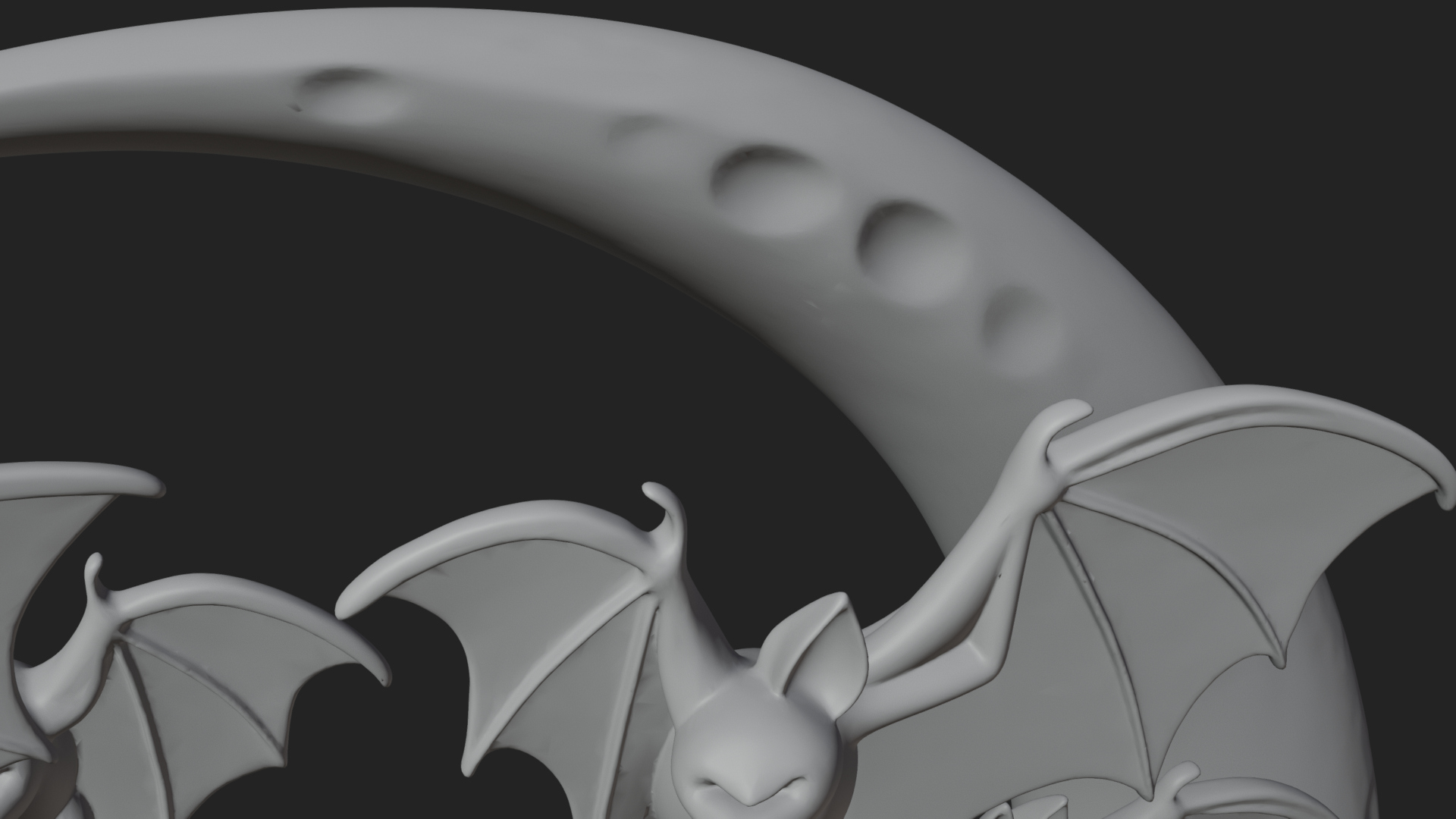 Crescent Moon Bat Tree Statue Design 4 3D Print Model 3D Model