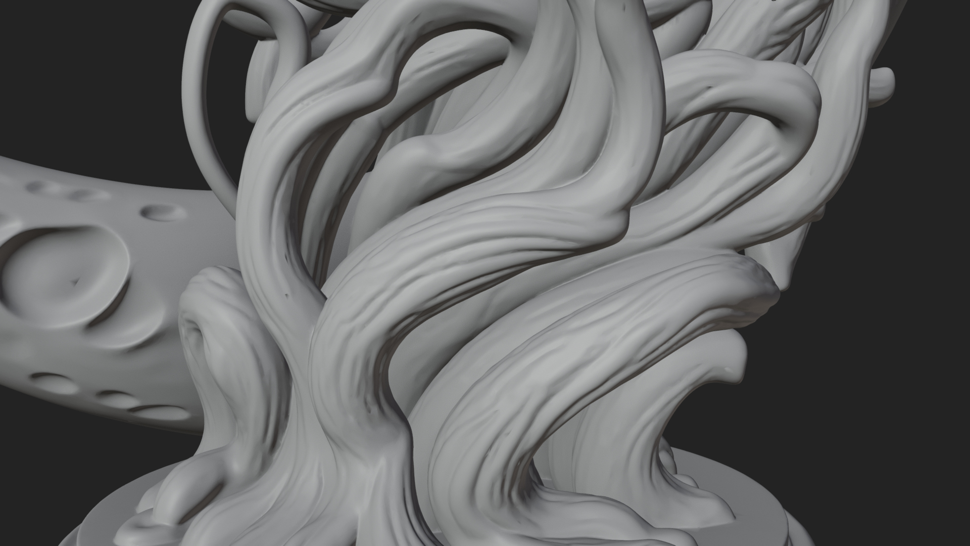 Crescent Moon Bat Tree Statue Design 4 3D Print Model 3D Model