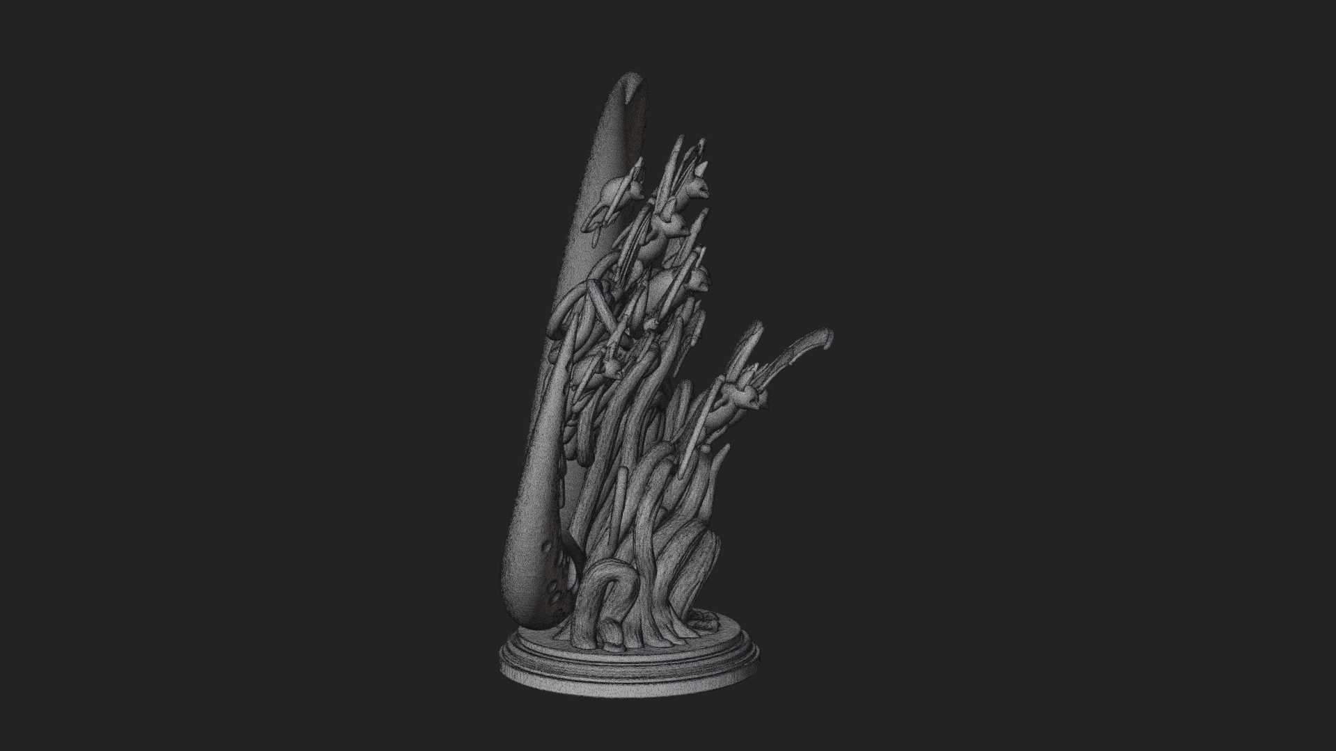 Crescent Moon Bat Tree Statue Design 4 3D Print Model 3D Model